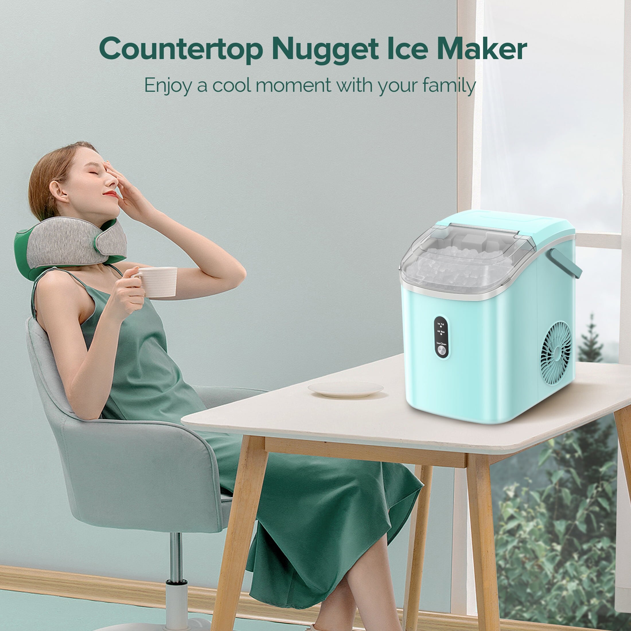 Fabricador de Hielo de Trocitos/Piedritas de 34 libras por día para Mesa o Portátil (Verde) Z580025
