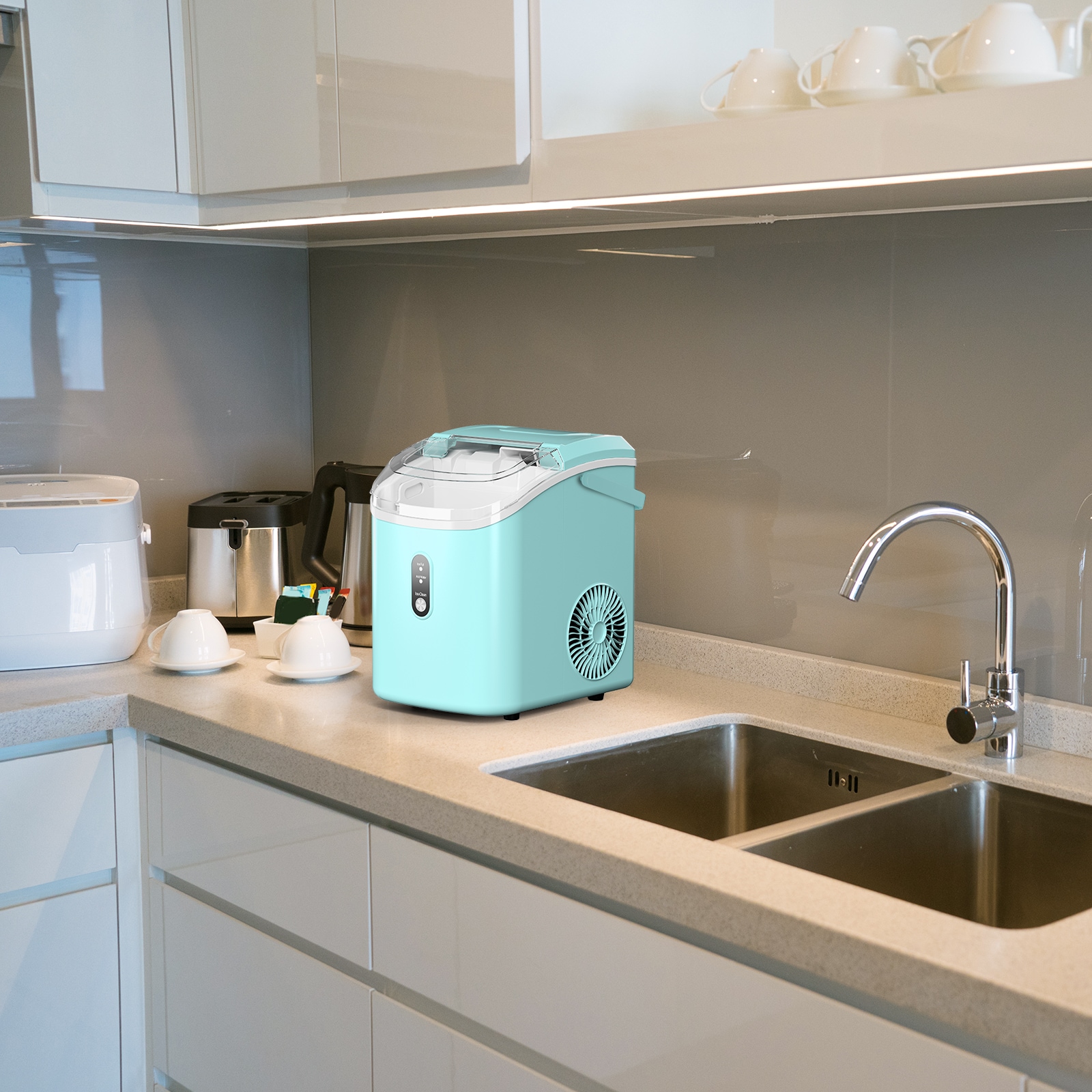 Fabricador de Hielo de Trocitos/Piedritas de 34 libras por día para Mesa o Portátil (Verde) Z580025
