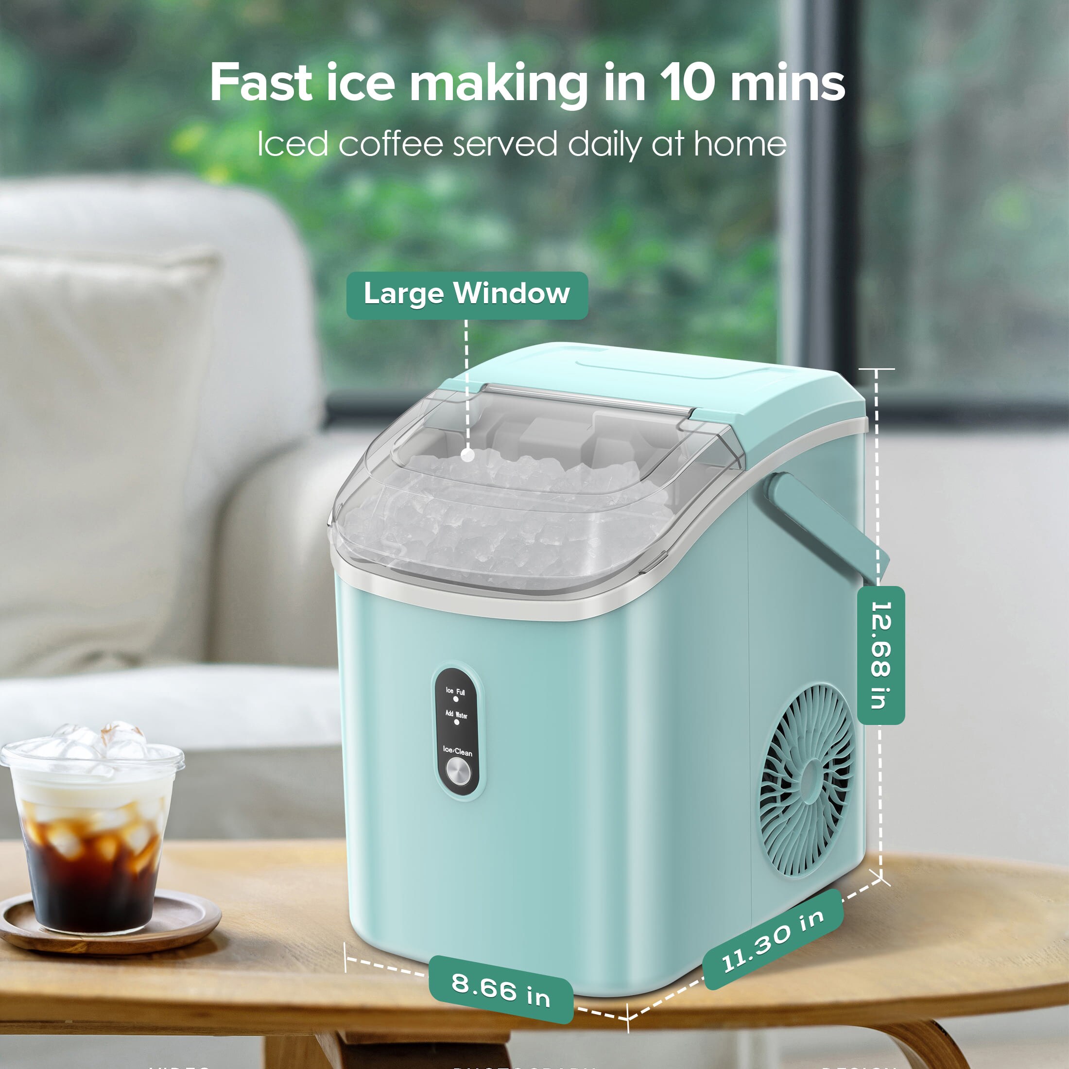 Fabricador de Hielo de Trocitos/Piedritas de 34 libras por día para Mesa o Portátil (Verde) Z580025
