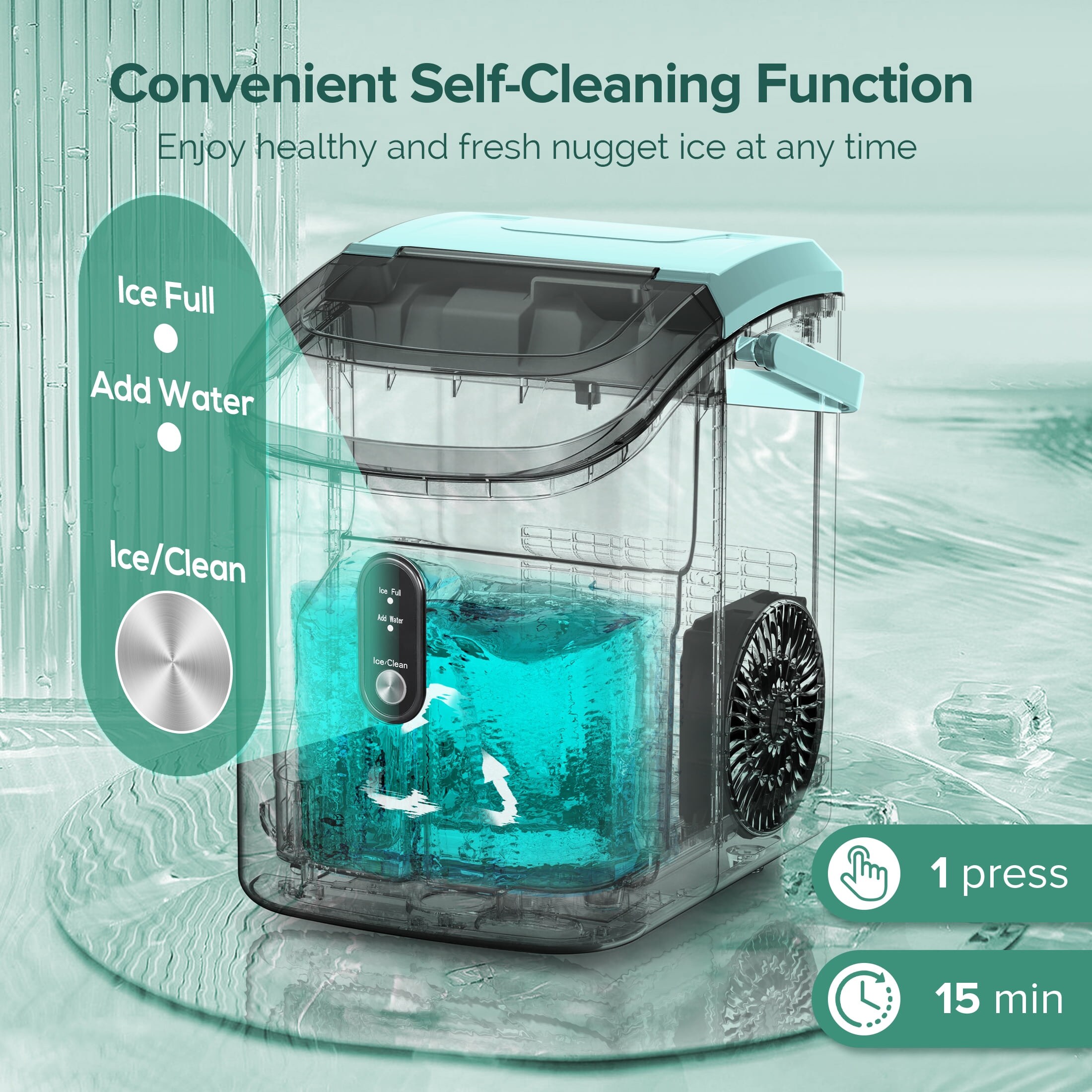 Fabricador de Hielo de Trocitos/Piedritas de 34 libras por día para Mesa o Portátil (Verde) Z580025