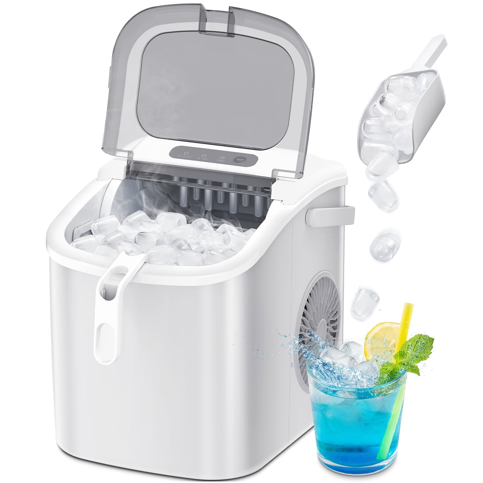 Fabricador de hielo tipo bala para encimera o portátil que produce 26 libras de hielo al día (blanco) Z5822H-BLANCO