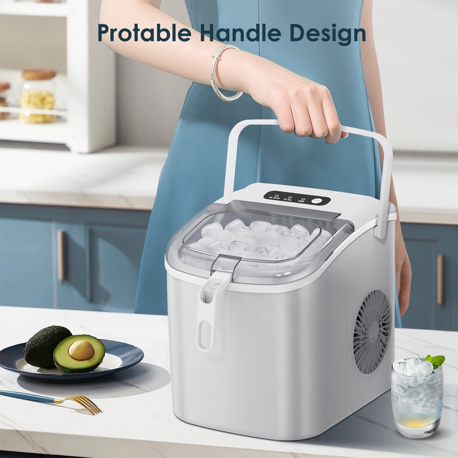 Fabricador de hielo tipo bala para encimera o portátil que produce 26 libras de hielo al día (blanco) Z5822H-BLANCO
