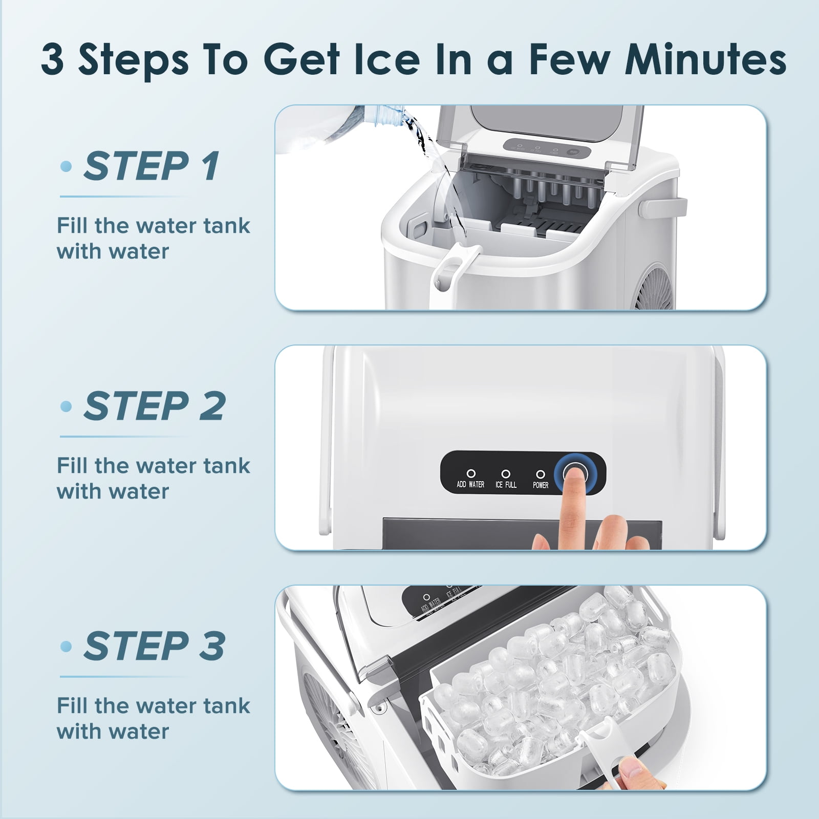 Fabricador de hielo tipo bala para encimera o portátil que produce 26 libras de hielo al día (blanco) Z5822H-BLANCO