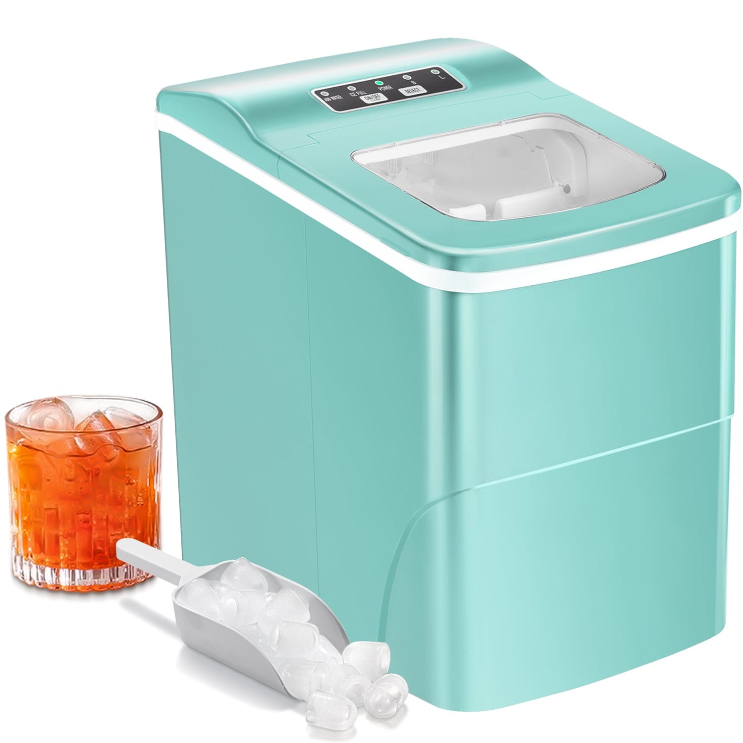 Máquina para hacer hielo en cubitos de bala de 26 libras por día, de mostrador o portátil (Verde)
