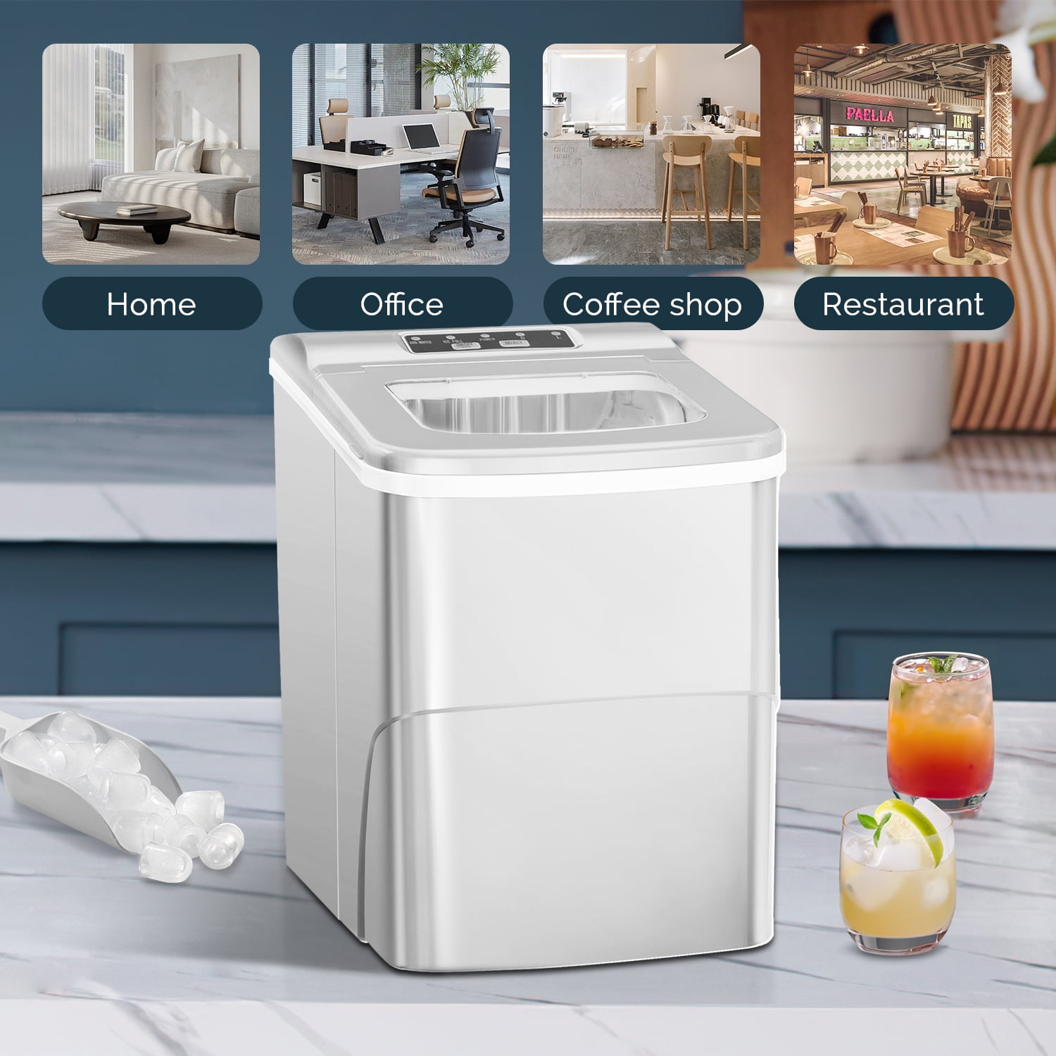 Fabricador de hielo portátil tipo bala de 26 libras al día para mesa (Gris) Z5879-GREY