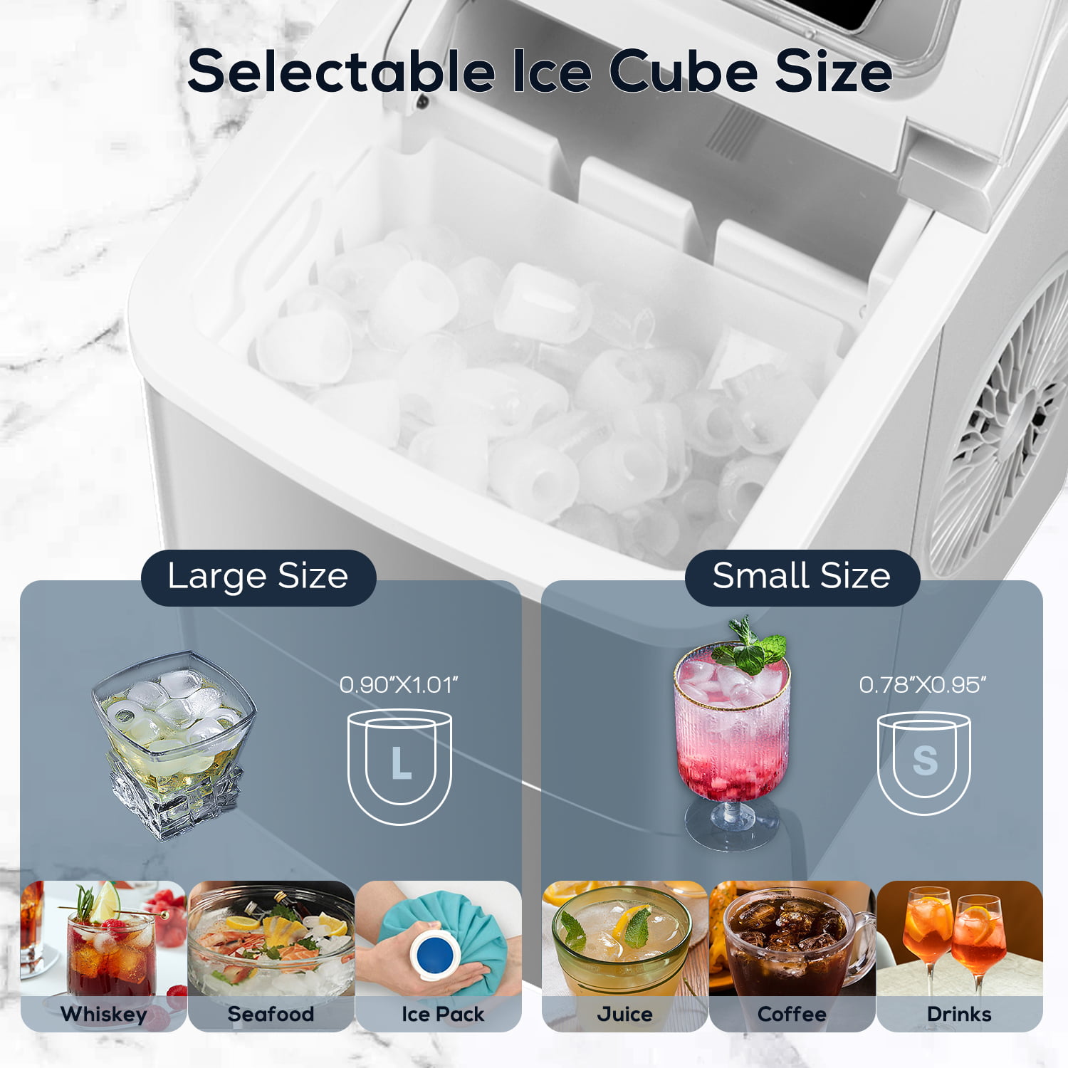 Fabricador de hielo portátil tipo bala de 26 libras al día para mesa (Gris) Z5879-GREY