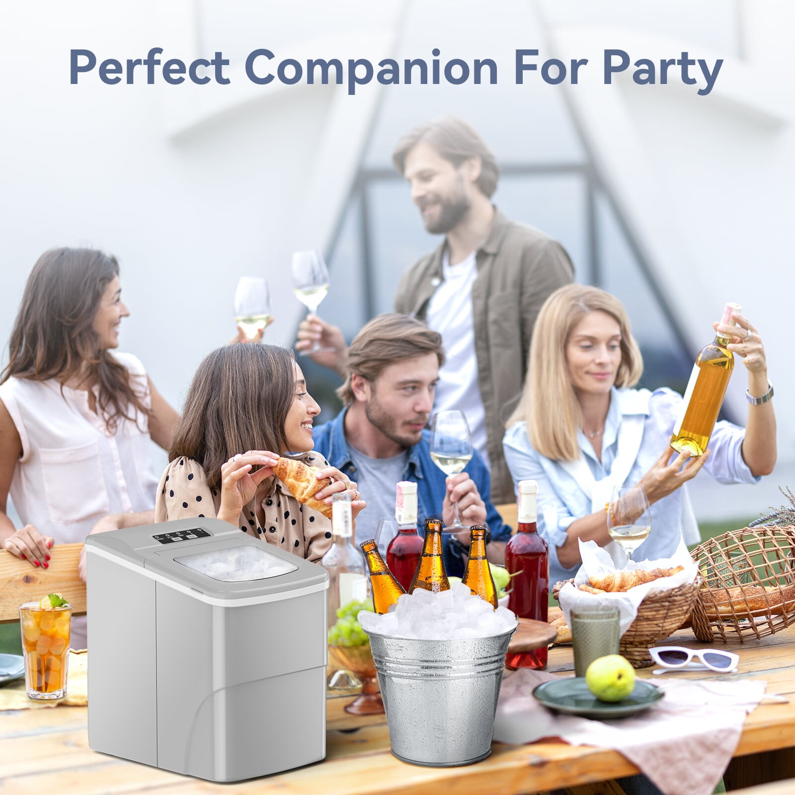 Fabricador de hielo portátil tipo bala de 26 libras al día para mesa (Gris) Z5879-GREY