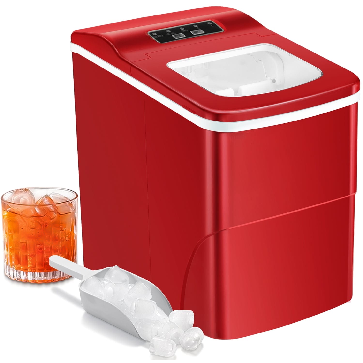 Máquina de Hielo de Bala para Encimera o Portátil que Produce 26 Libras de Hielo al Día (Rojo) Z5880-ROJO
