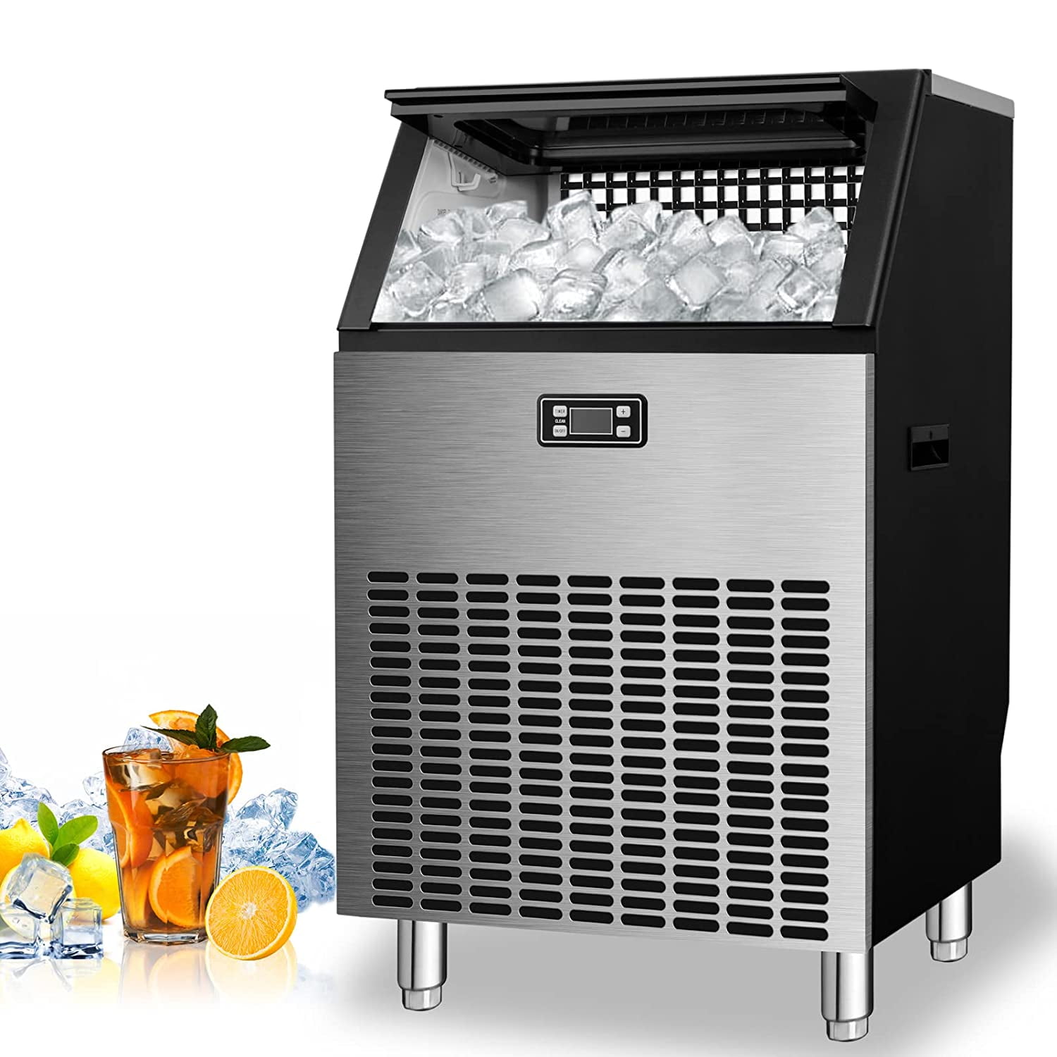 Fabricador de hielo de 48 lb de capacidad de almacenamiento de hielo y producción de 265 lb de hielo al día (Acero Inoxidable) Z5895