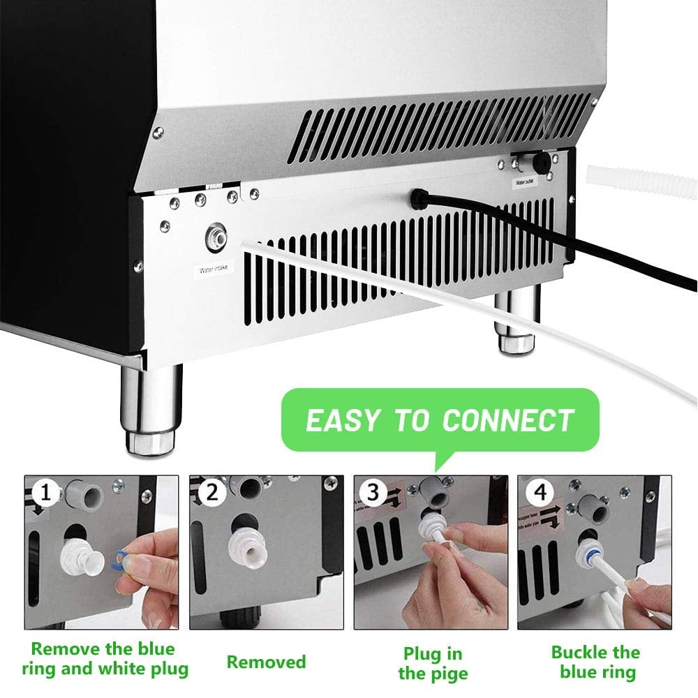 Fabricador de hielo de 48 lb de capacidad de almacenamiento de hielo y producción de 265 lb de hielo al día (Acero Inoxidable) Z5895