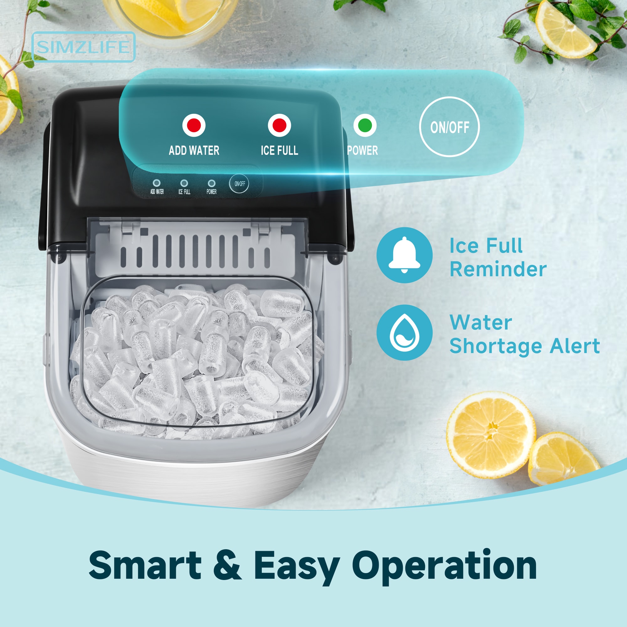 Máquina de hacer hielo estilo bala de encimera o portátil que produce 26 libras de hielo al día (Plata) IM-06S