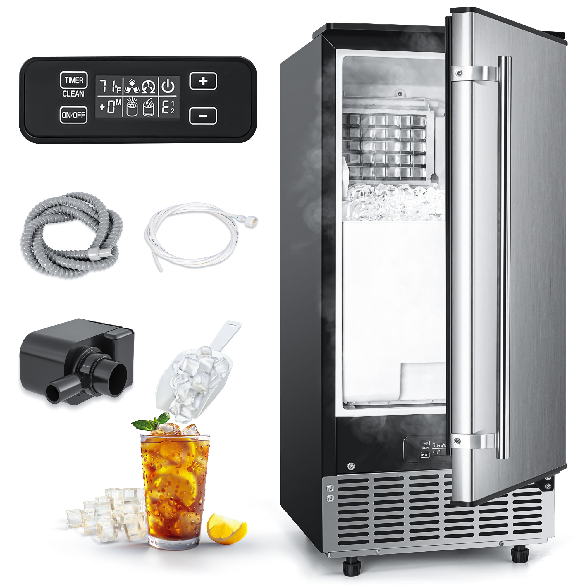 Máquina de hacer hielo de cubitos independiente que produce 80 libras de hielo al día (plata) IM-08S