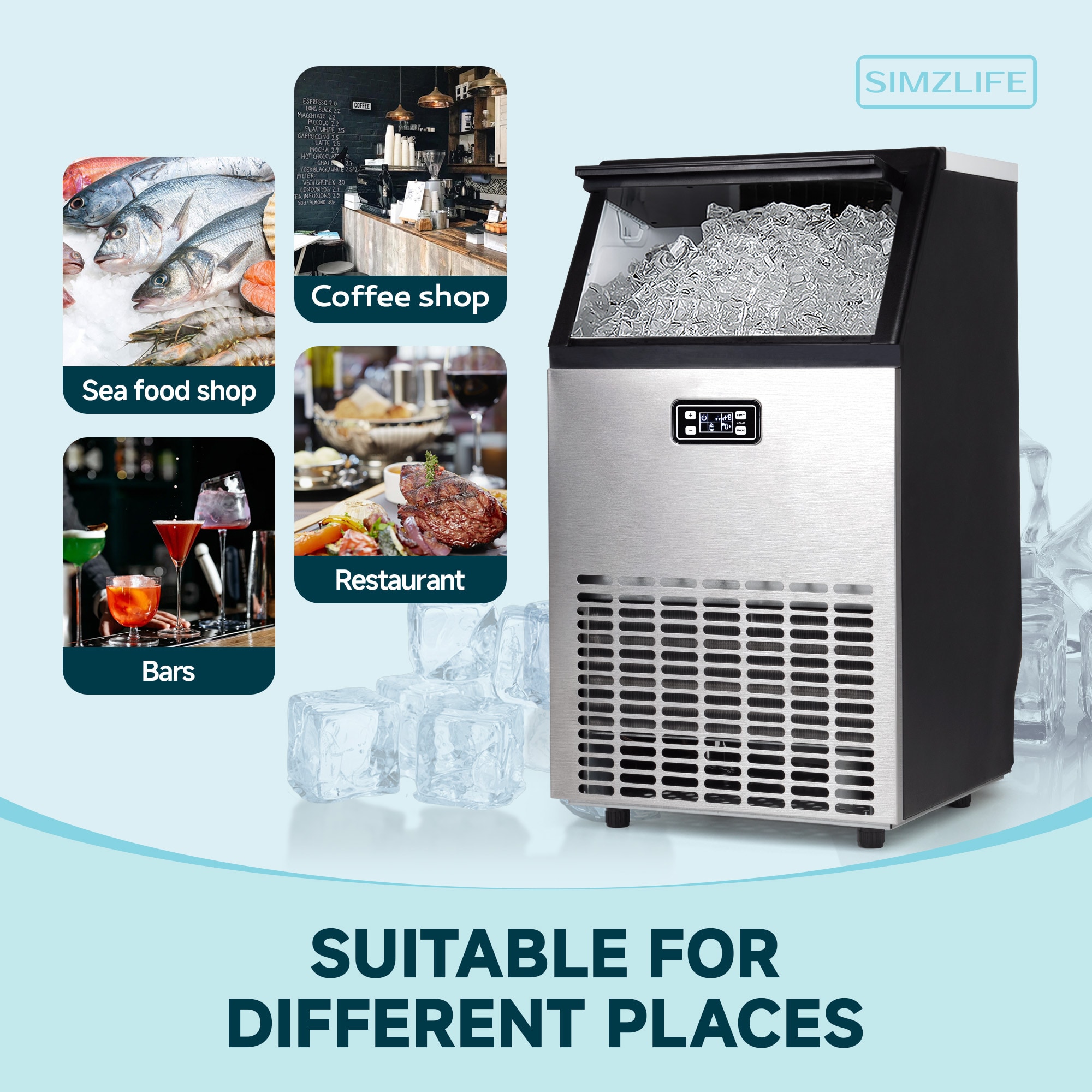 Máquina para hacer hielo en cubos de 100 libras al día de pie (color plateado) IM-02 VidaSIM