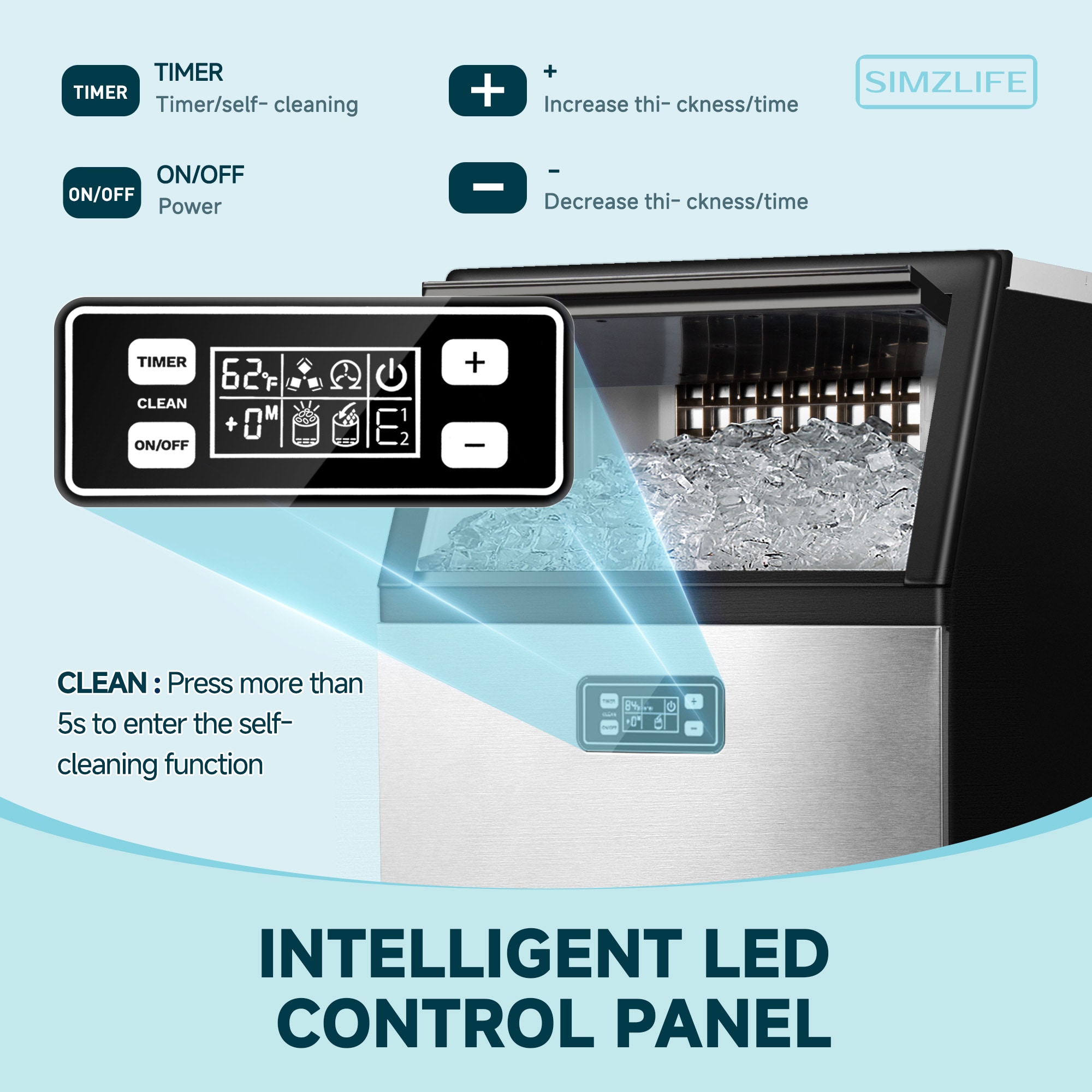 Máquina para hacer hielo en cubos de 100 libras al día de pie (color plateado) IM-02 VidaSIM