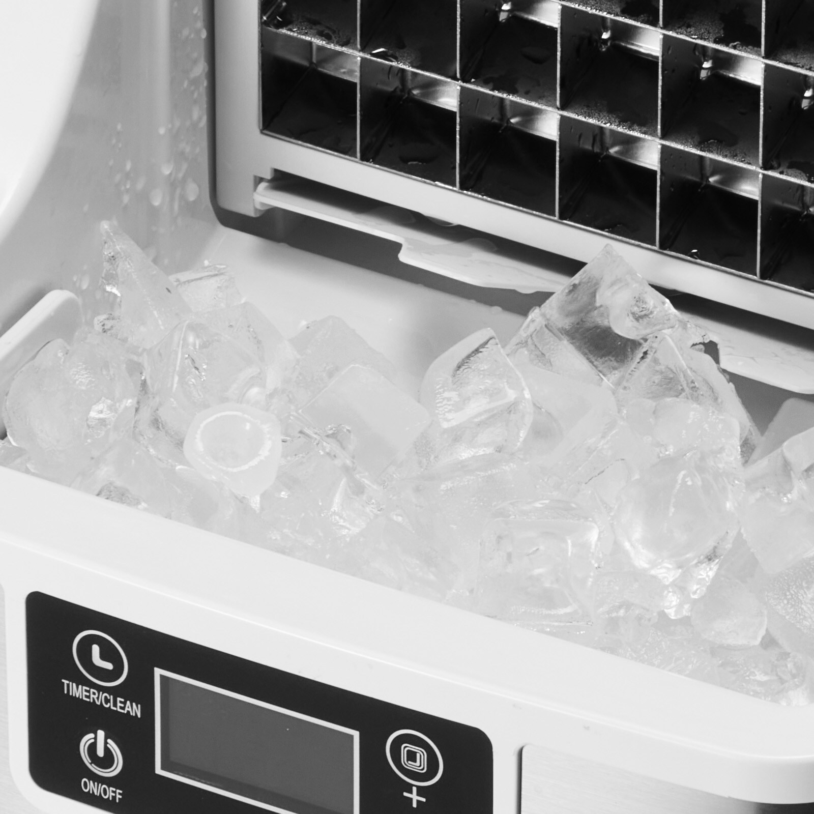 Fabricador de hielo de almacenamiento de 1.18 kilos al día. 45 libras de hielo por día. Para mostrador o portátil. Hace hielo en cubitos. (Acero inoxidable + PP + ABS + lámina de acero)