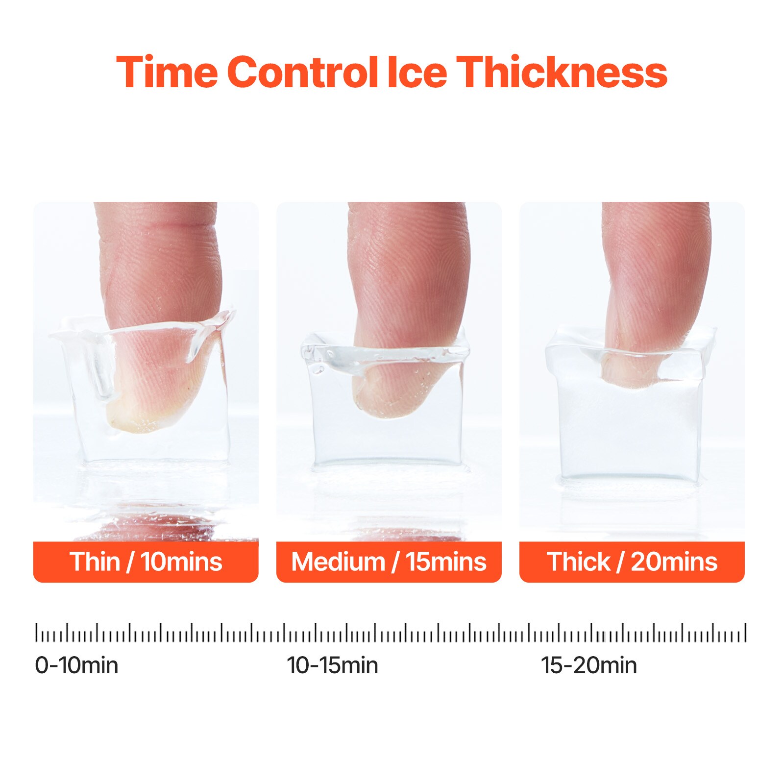 Fabricador de hielo de almacenamiento de 1.18 kilos al día. 45 libras de hielo por día. Para mostrador o portátil. Hace hielo en cubitos. (Acero inoxidable + PP + ABS + lámina de acero)