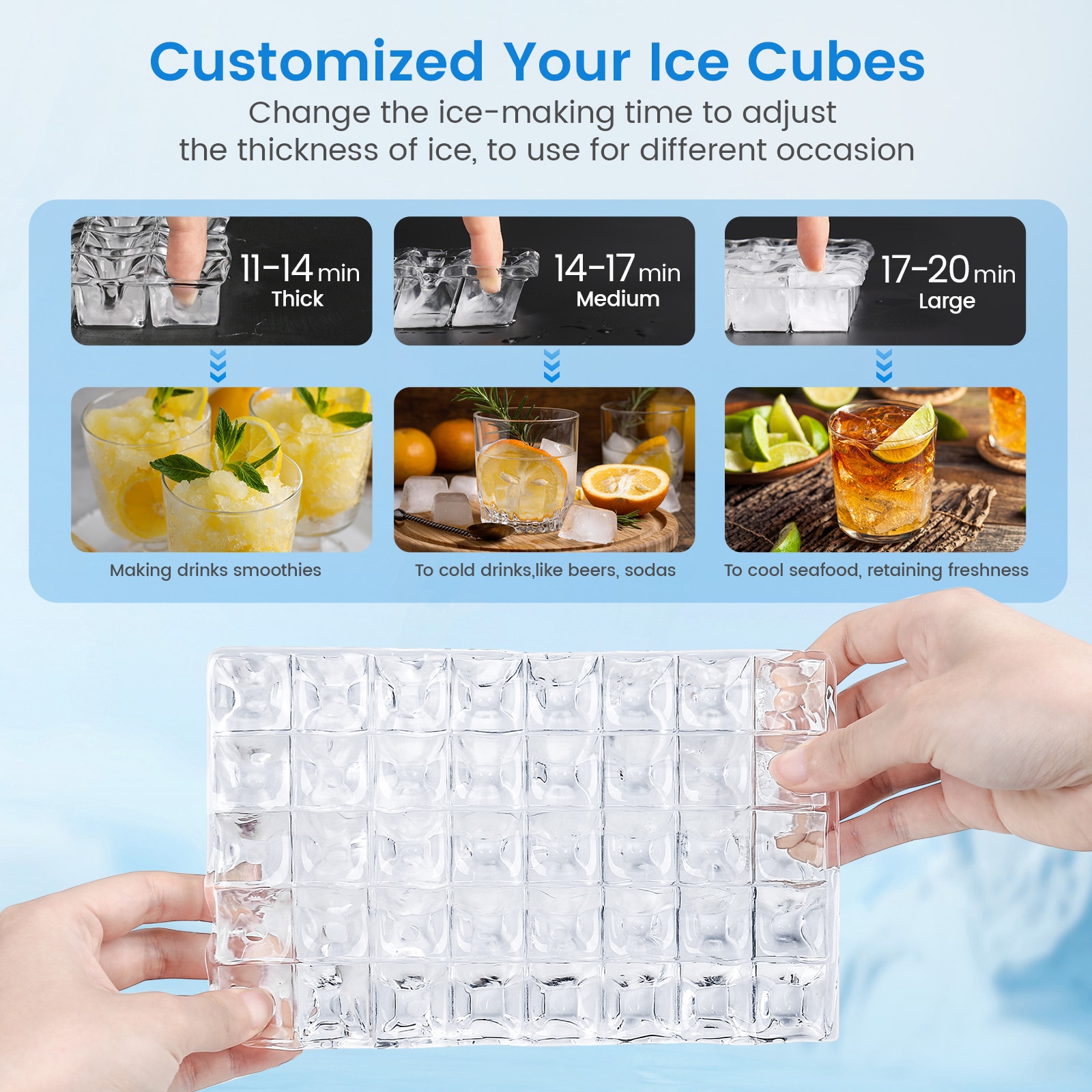 Almacenamiento de hielo de 25 lbs. de capacidad con fabricador de hielo en cubitos de 80 lbs. por día (Negro) Z5836F-NEGRO