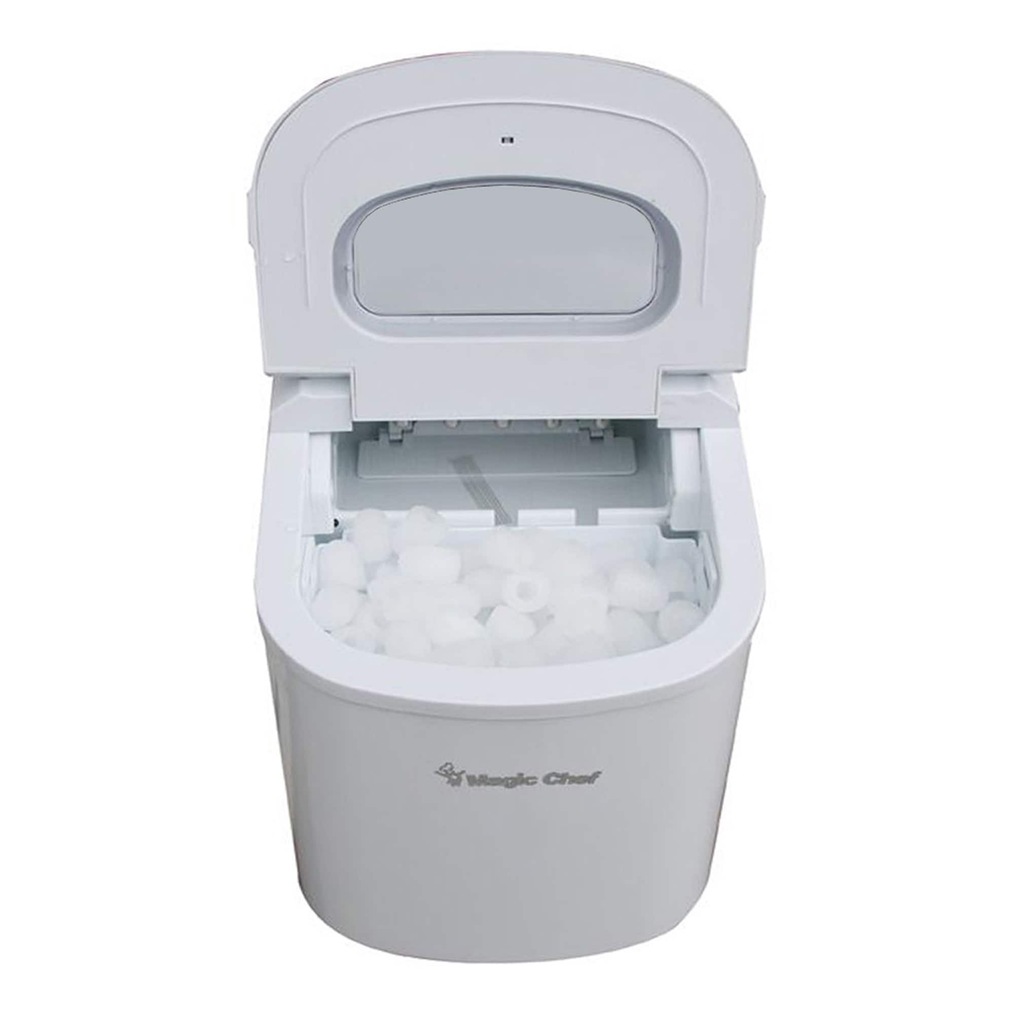Máquina para hacer hielo tipo bala para mostrador Magic Chef de 27 libras de hielo al día (blanco) MCIM22W