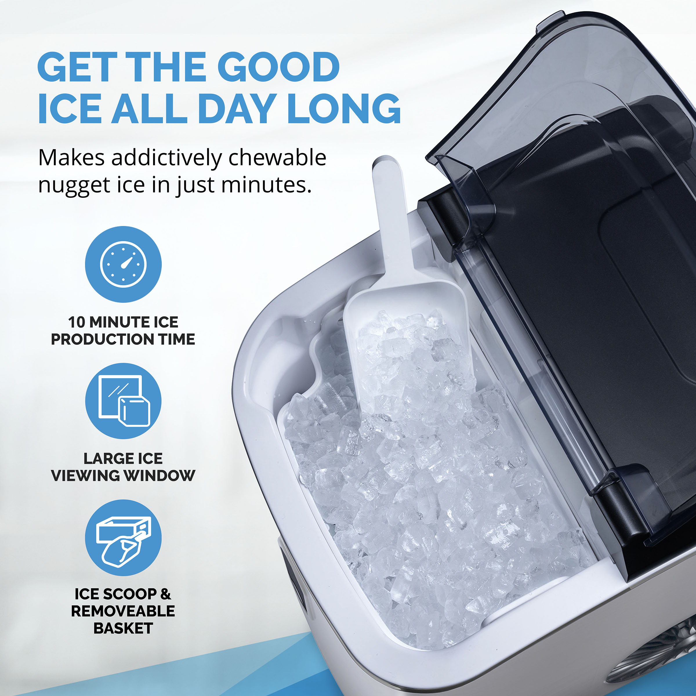 Máquina de hielo de pepita que produce 26 lb de hielo al día (Acero inoxidable) NIM026SSN0