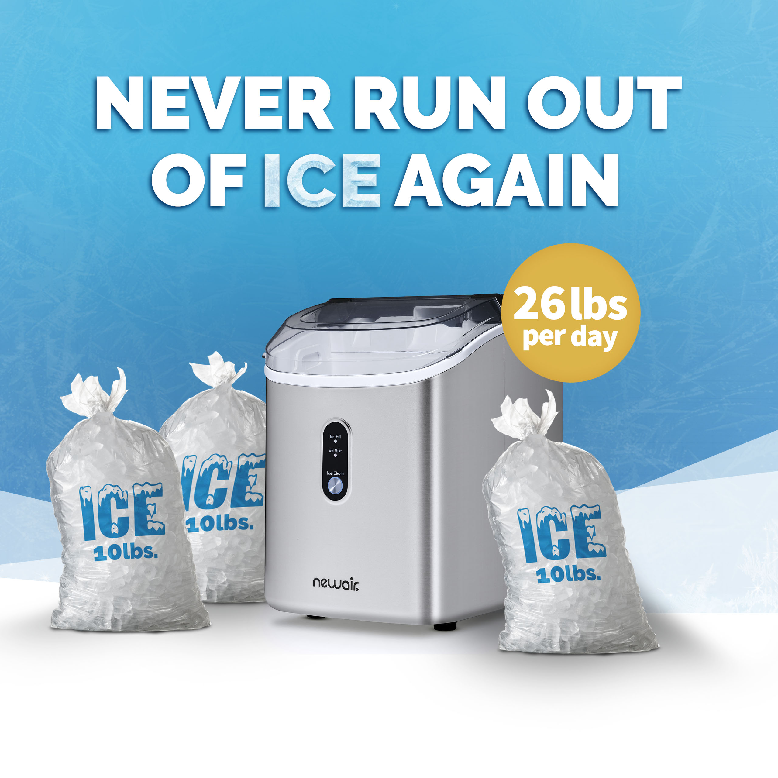 Máquina de hielo de pepita que produce 26 lb de hielo al día (Acero inoxidable) NIM026SSN0