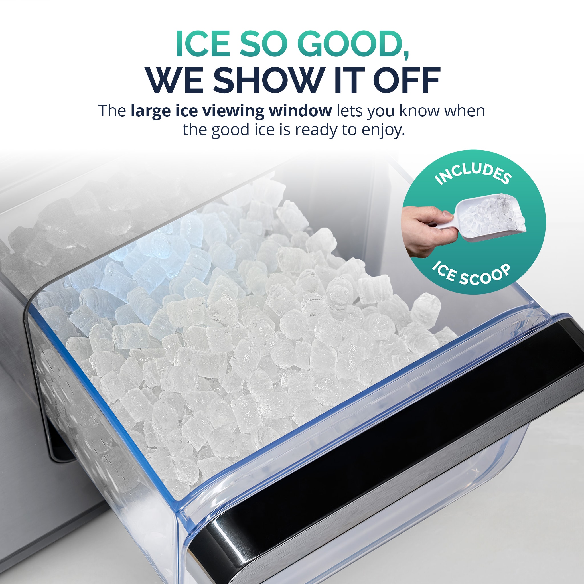 Fabricador de hielo de hielo tipo pepita de 44 libras por día de Luma Comfort (Negro)