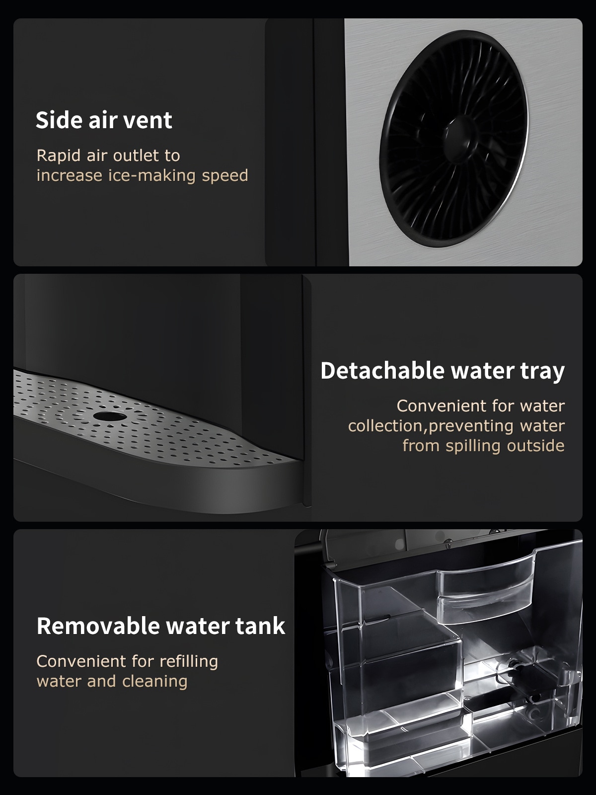 Fabricador de hielo de pepita de 44 libras por día para mostrador o portátil (Negro) HKLWASH23 de Jeremy Cass
