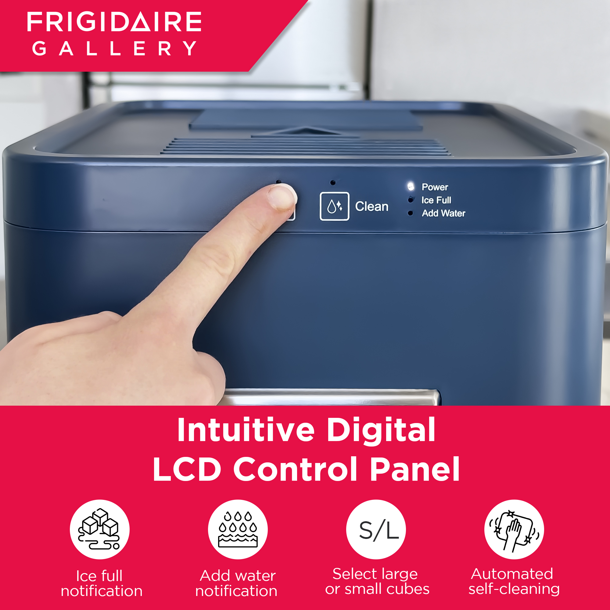 Máquina de hacer hielo artesanal de encimera Frigidaire de 44 libras por día (azul) EFIC236-NAVY