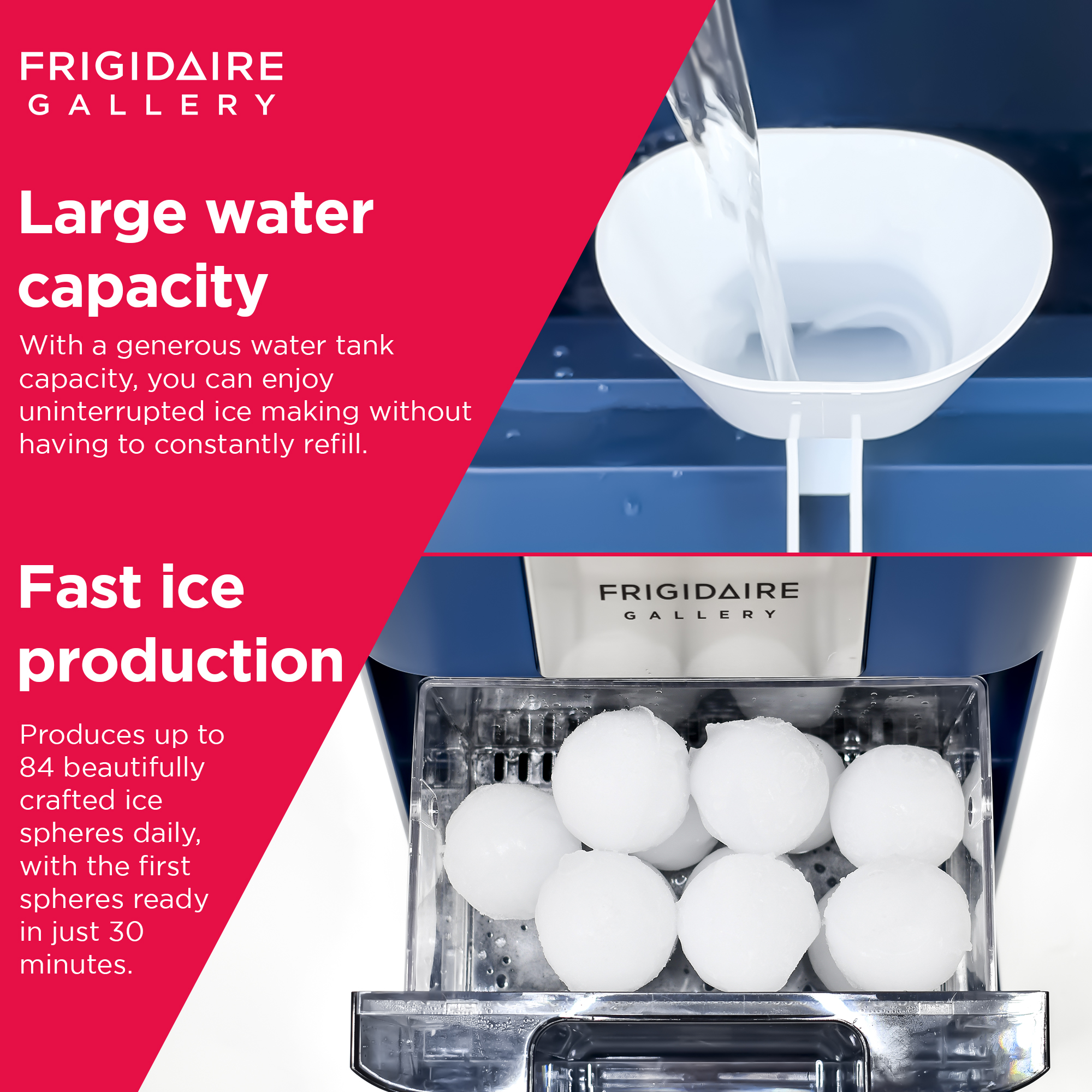 Máquina de hacer hielo artesanal de encimera Frigidaire de 44 libras por día (azul) EFIC236-NAVY