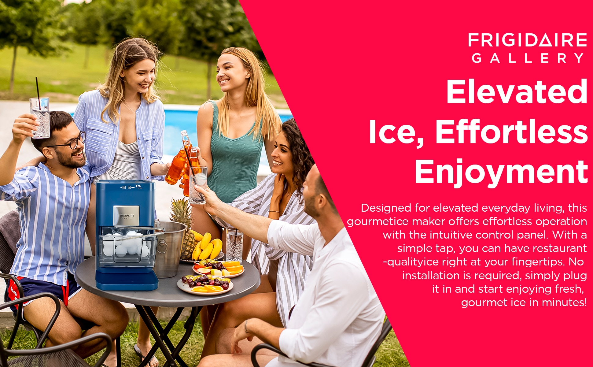 Máquina de hacer hielo artesanal de encimera Frigidaire de 44 libras por día (azul) EFIC236-NAVY