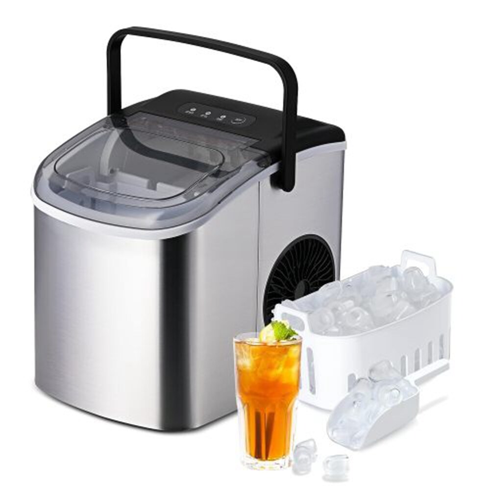 Máquina de Hielo de 26 libras por Día, Hace Cubitos de Hielo de Pie (Plata) con Certificación ENERGY STAR HBICEMK-06