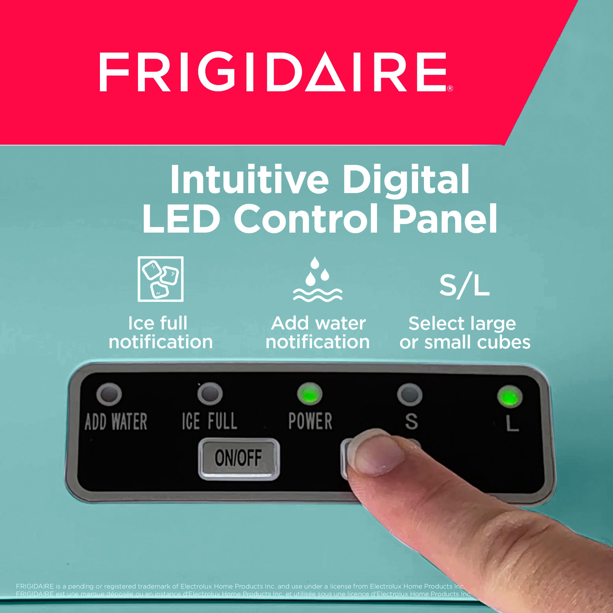 Fabricador de hielo en balas Frigidaire de 26 libras por día (azul) EFIC108-AZUL
