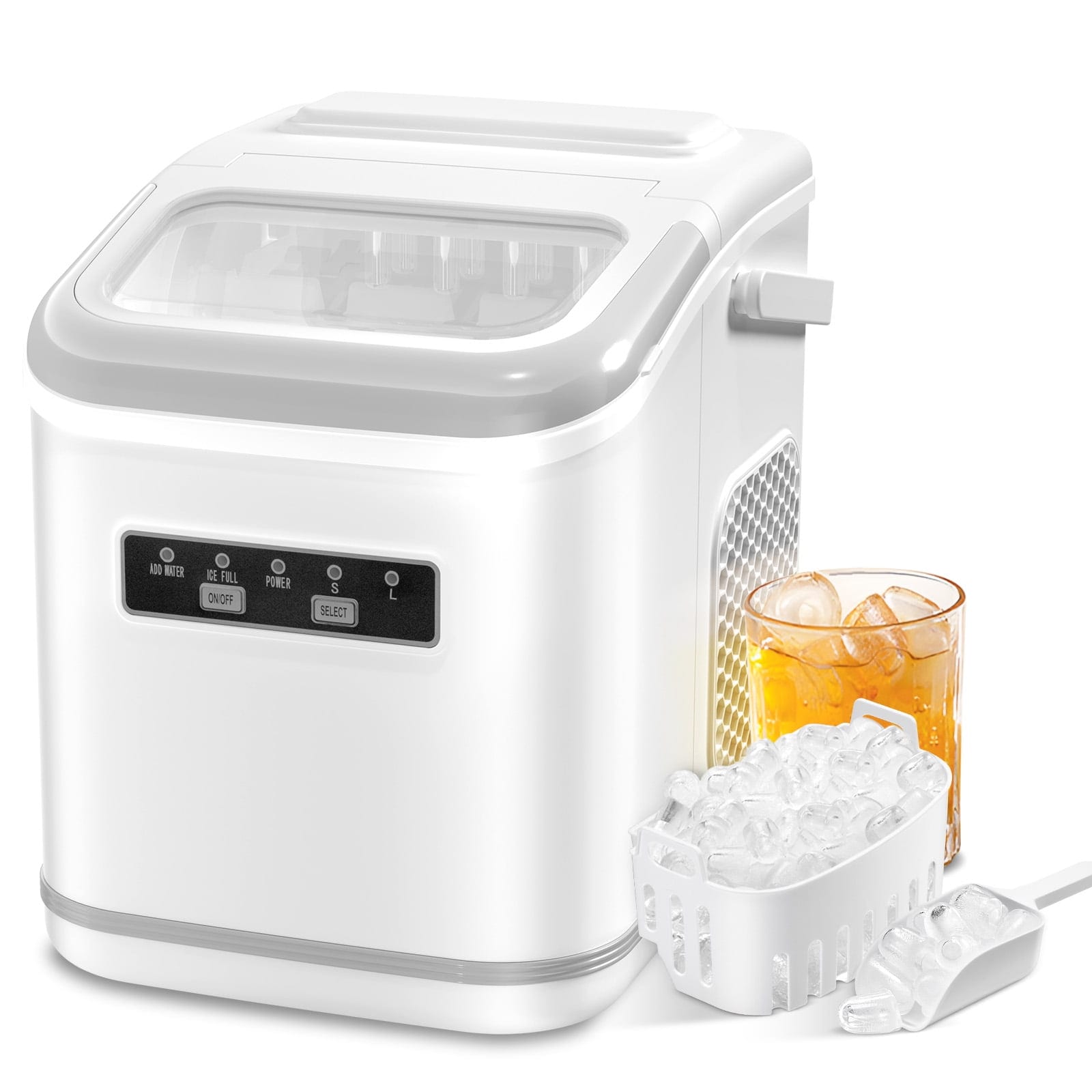 Máquina de hielo tipo balas que produce 12 kg de hielo diariamente (blanco)