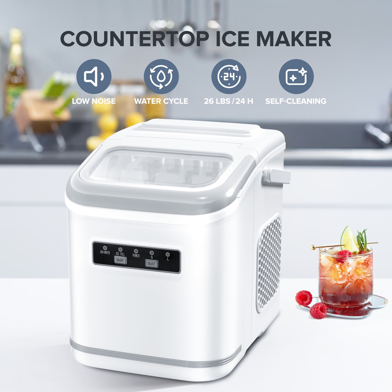 Máquina de hielo tipo balas que produce 12 kg de hielo diariamente (blanco)