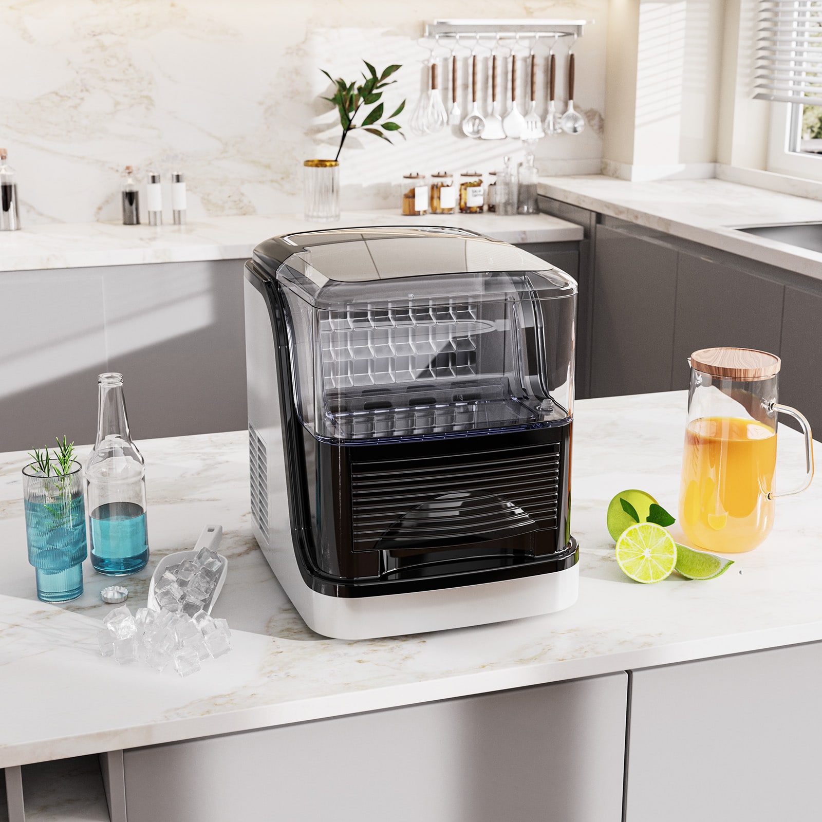 Máquina para hacer hielo en cubos de 26 libras por día (negra)