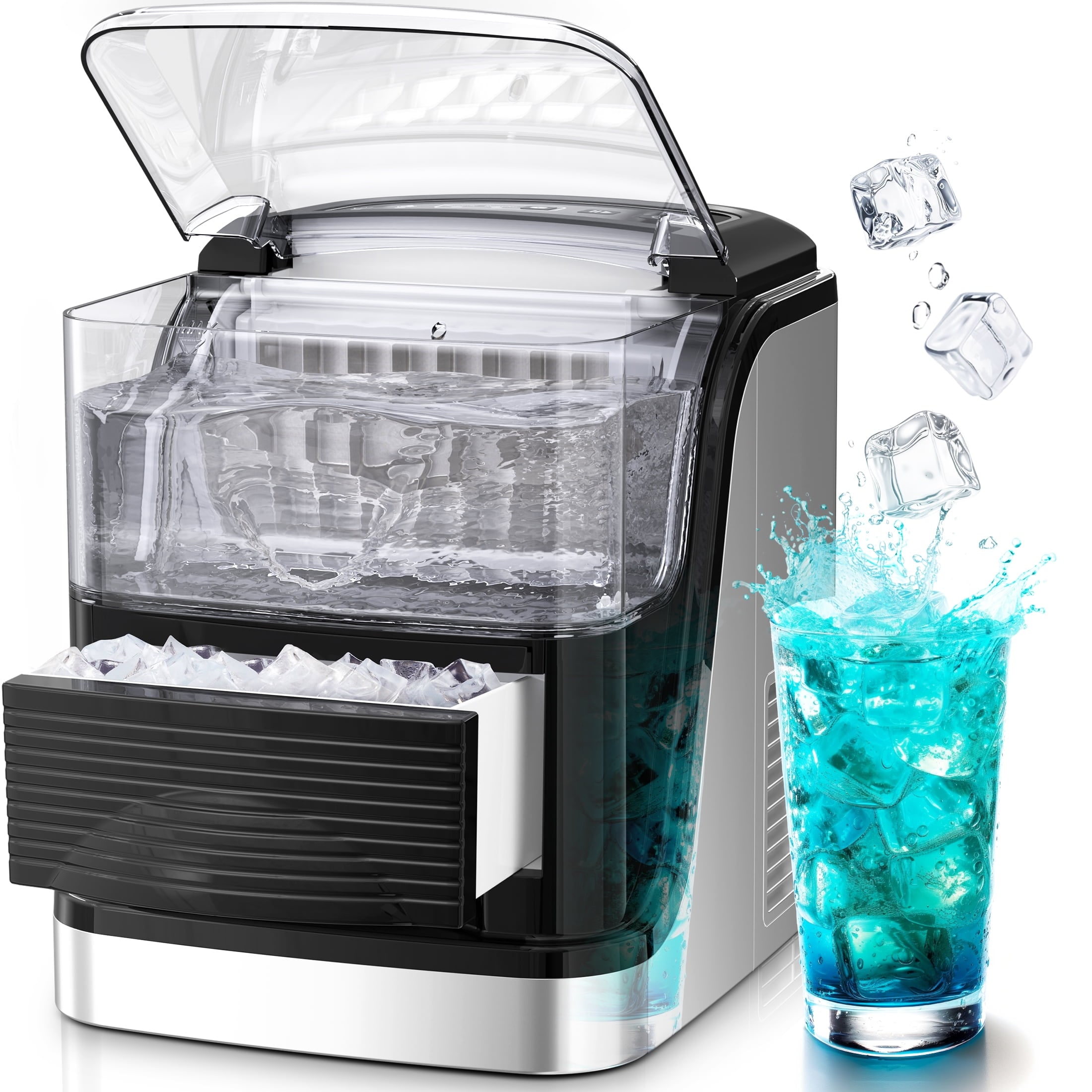 Máquina para hacer hielo en cubos de 26 libras por día (negra)