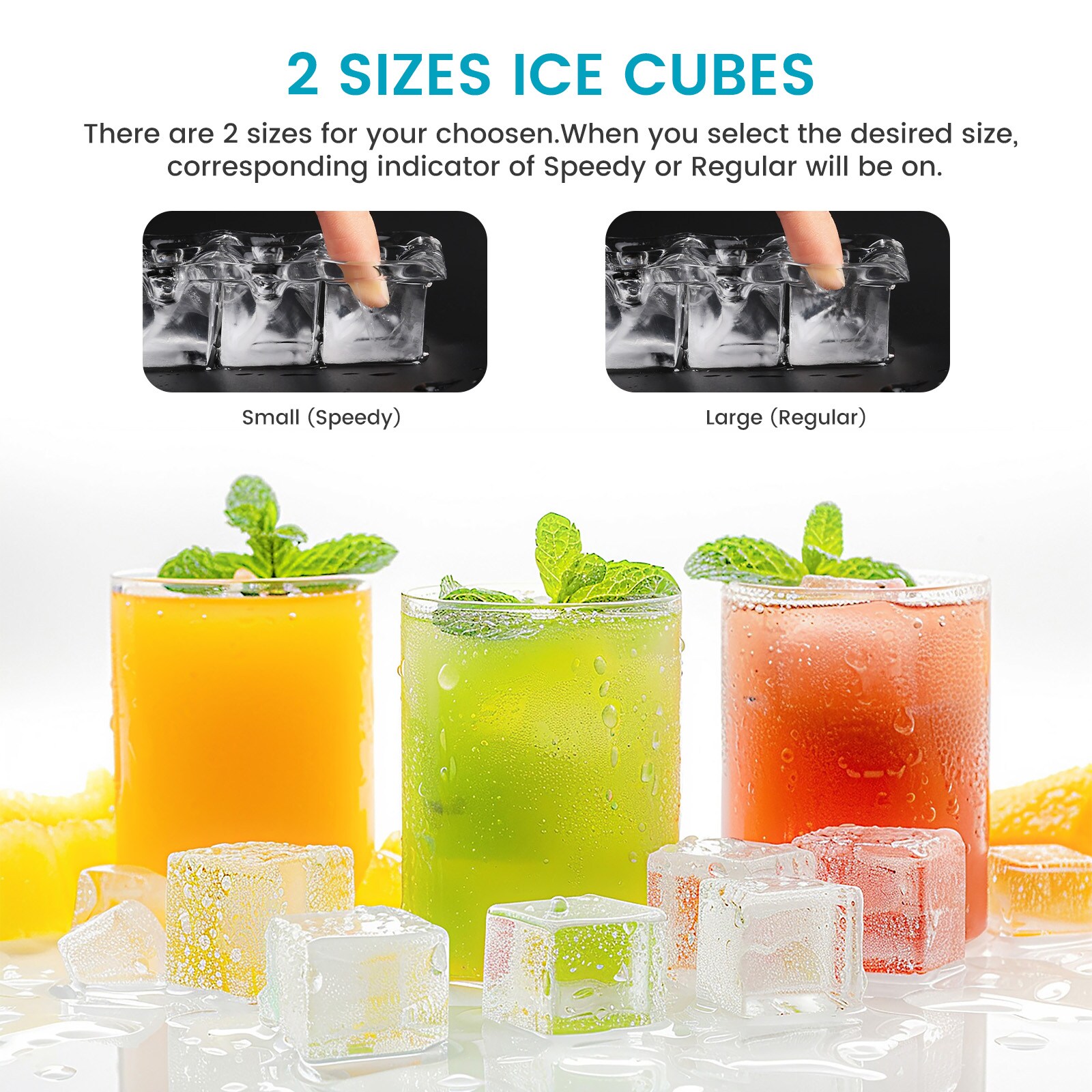 Máquina para hacer hielo en cubos de 26 libras por día (negra)