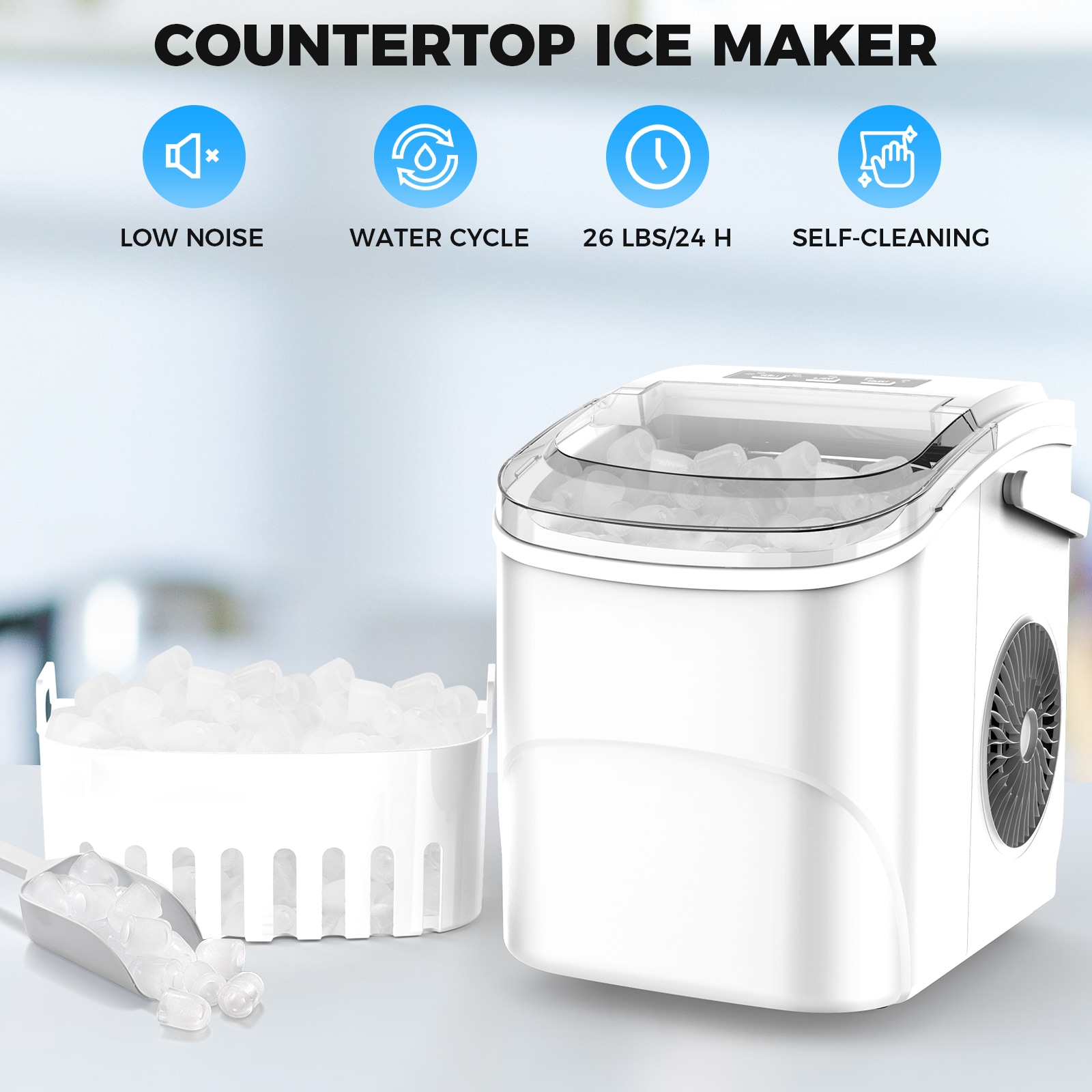 Máquina de Hielo en Bala para 12 kg de Hielo al Día (Blanco)