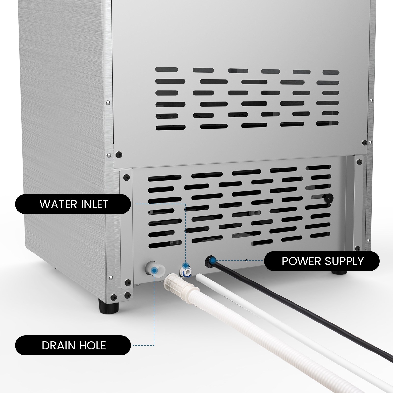 Máquina de hacer hielo en cubos de 33 libras de capacidad de almacenamiento de hielo y 130 libras de producción diaria de hielo (Acero inoxidable) LSZ47IM90S
