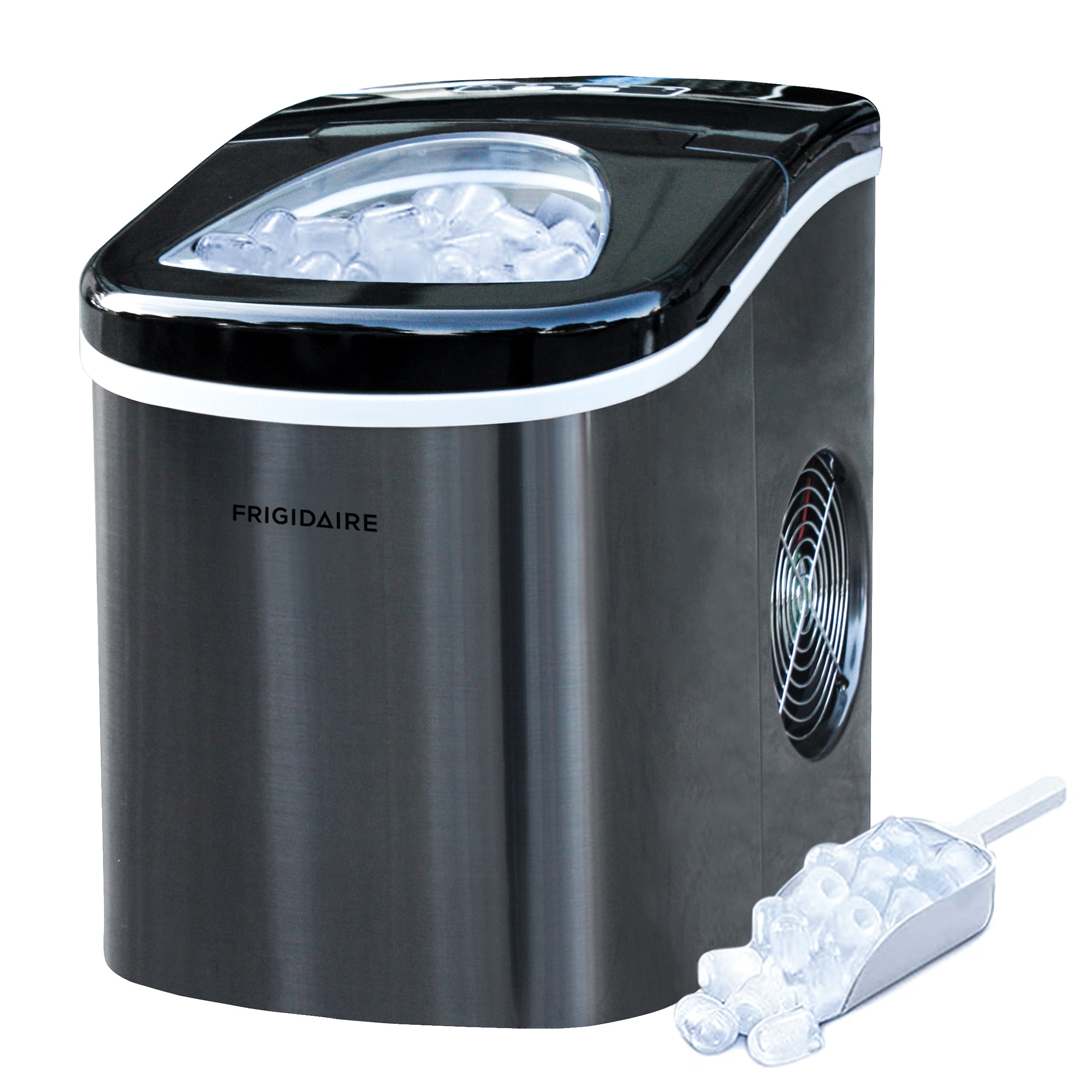 Máquina de hacer hielo en forma de bala para encimera, de Frigidaire, produce 26 libras de hielo al día (Negro) EFIC117-SSBLACK-COM