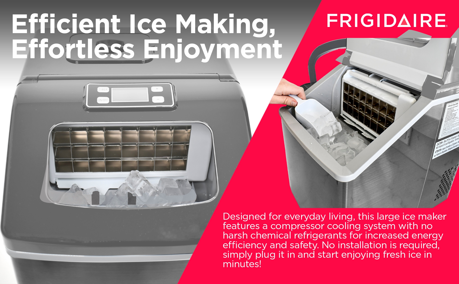 Fabricador de hielo de 40 libras de Frigidaire al día de hielo en cubos (Acero inoxidable) EFIC452-SS.