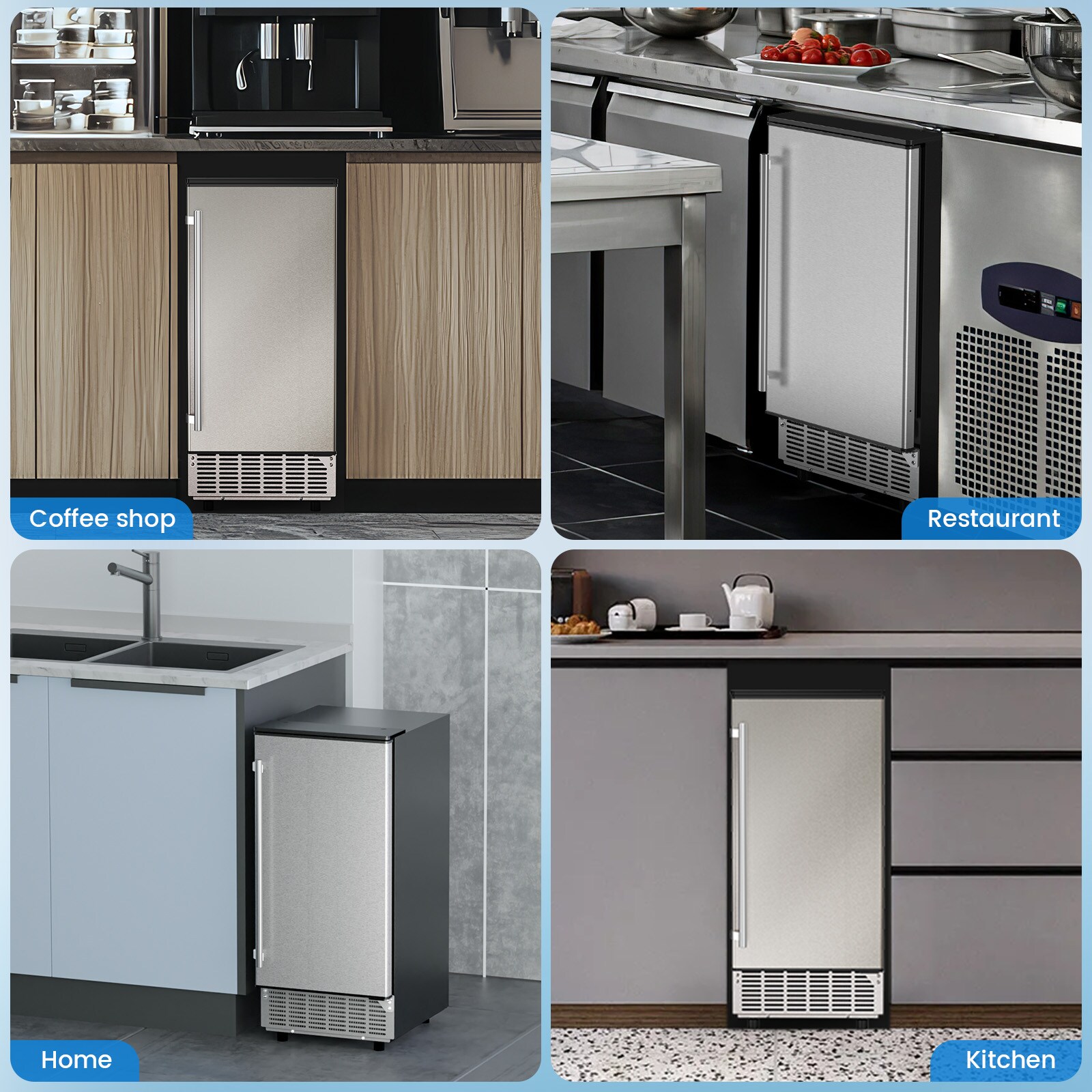 Almacenamiento de hielo de 25 libras 80 libras de hielo por día Fabricante de hielo en cubos (Plata) Z5836F