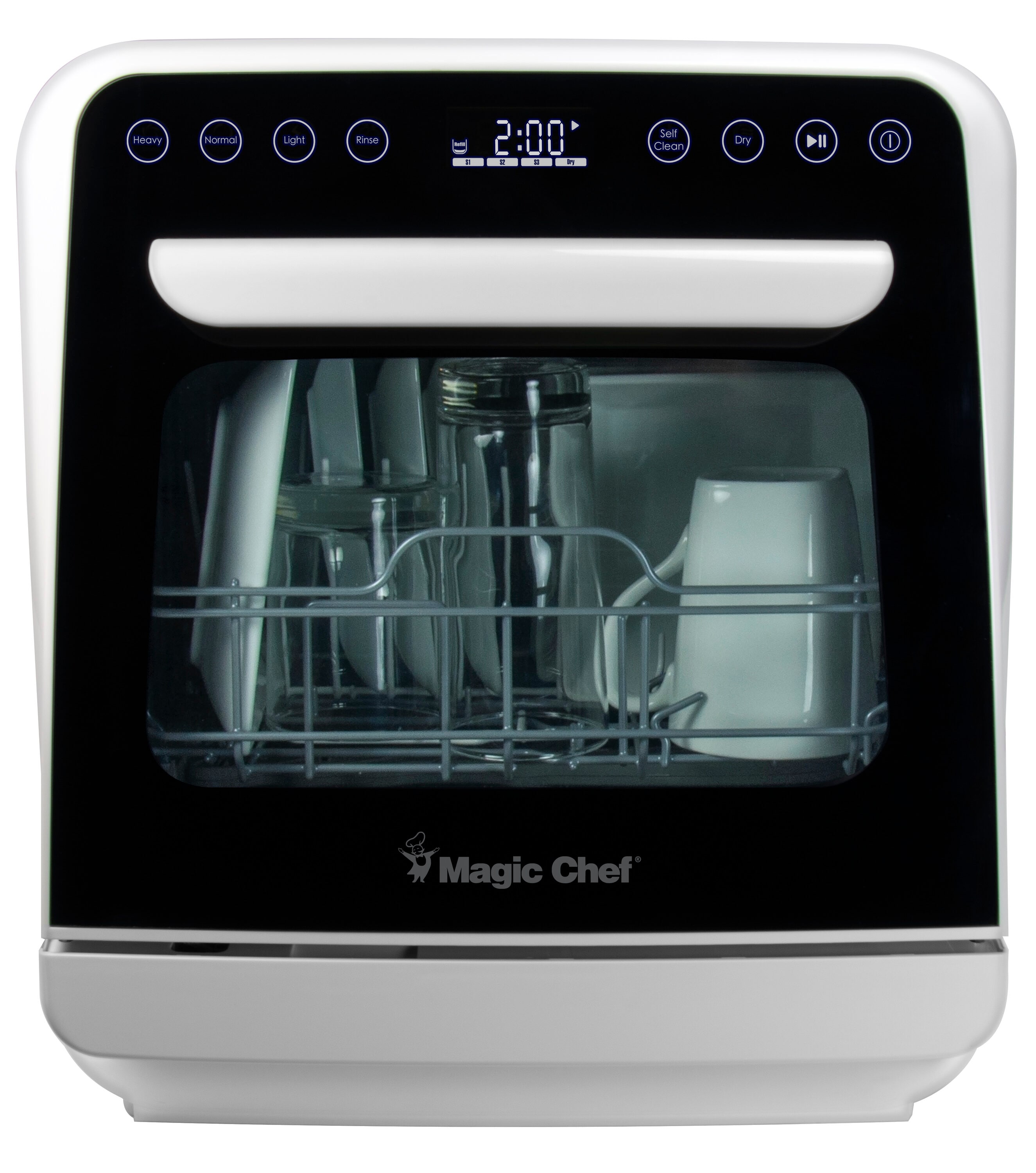 Lavavajillas portátil independiente Magic Chef de 17.4 pulgadas (Blanco) Nivel de sonido estándar de 56 decibeles MCSCD3W