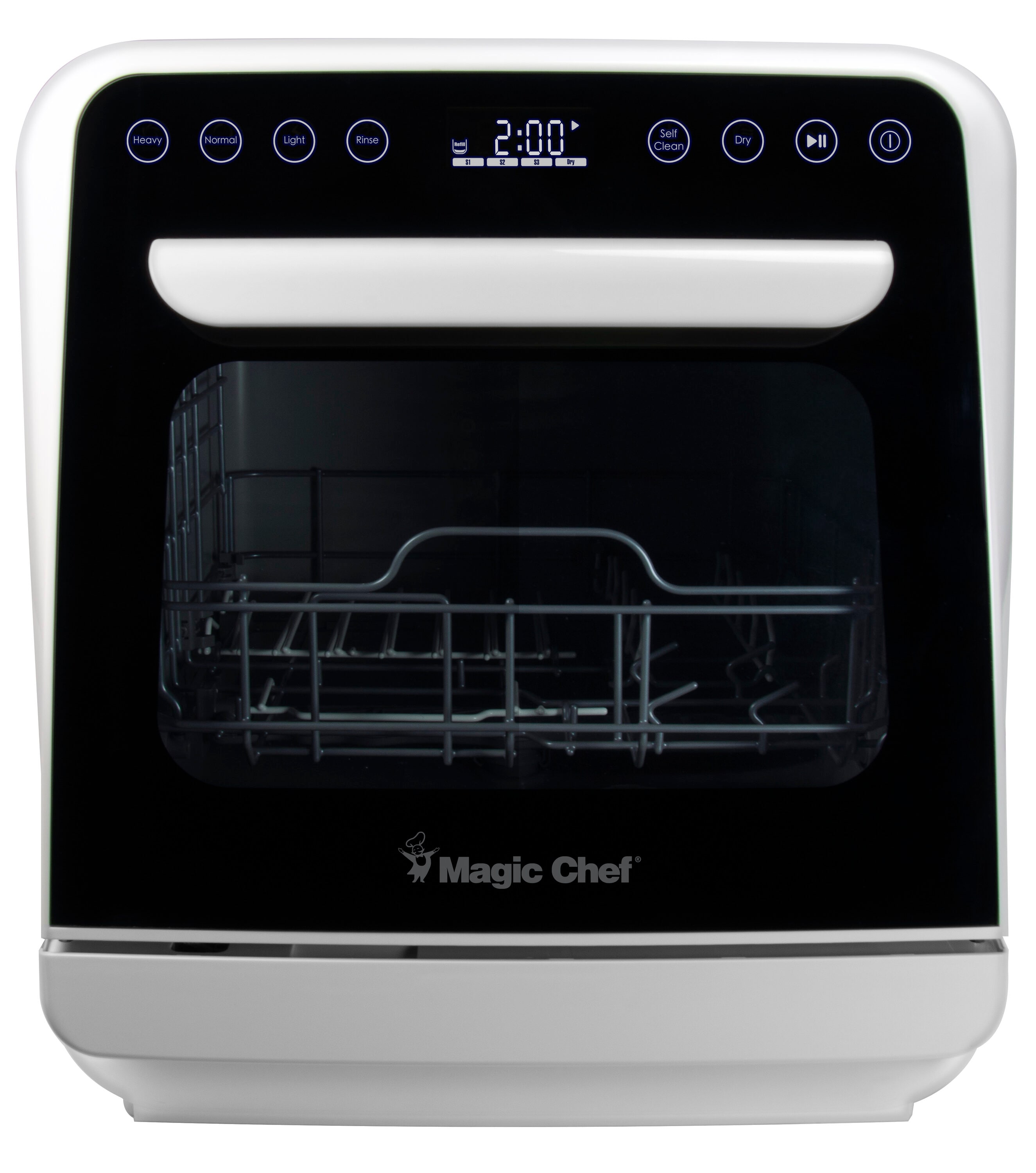 Lavavajillas portátil independiente Magic Chef de 17.4 pulgadas (Blanco) Nivel de sonido estándar de 56 decibeles MCSCD3W