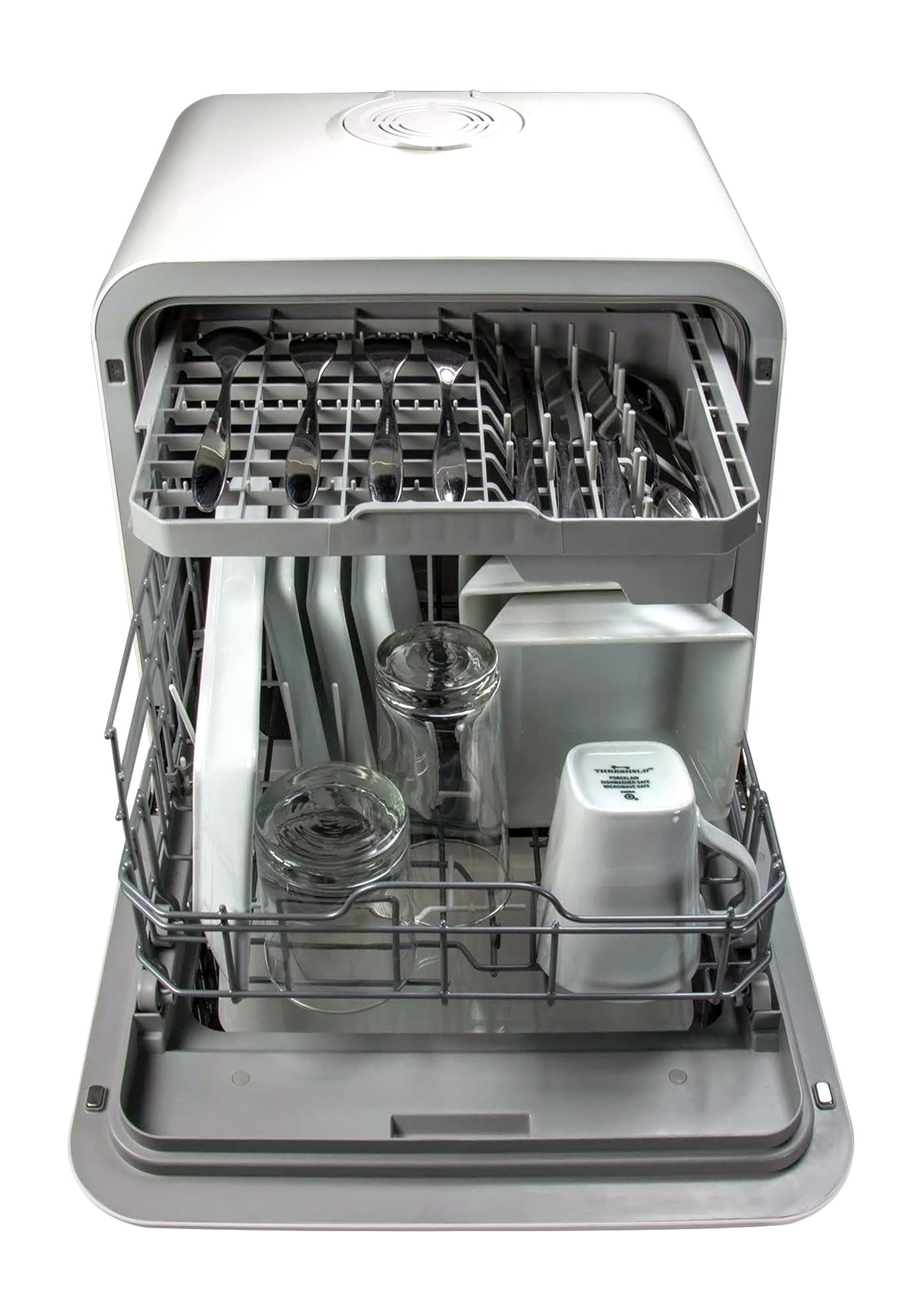 Lavavajillas portátil independiente Magic Chef de 17.4 pulgadas (Blanco) Nivel de sonido estándar de 56 decibeles MCSCD3W