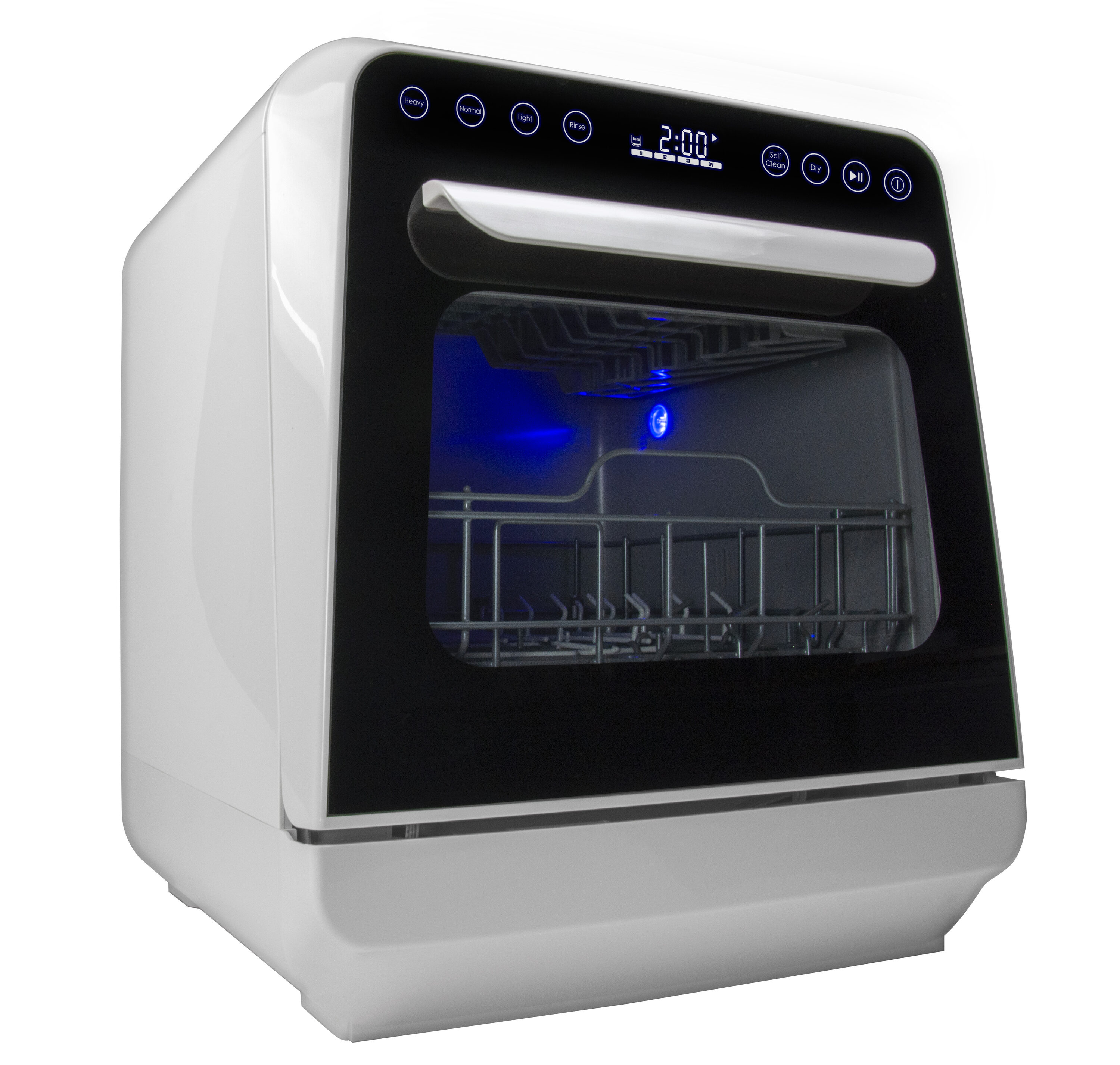 Lavavajillas portátil independiente Magic Chef de 17.4 pulgadas (Blanco) Nivel de sonido estándar de 56 decibeles MCSCD3W