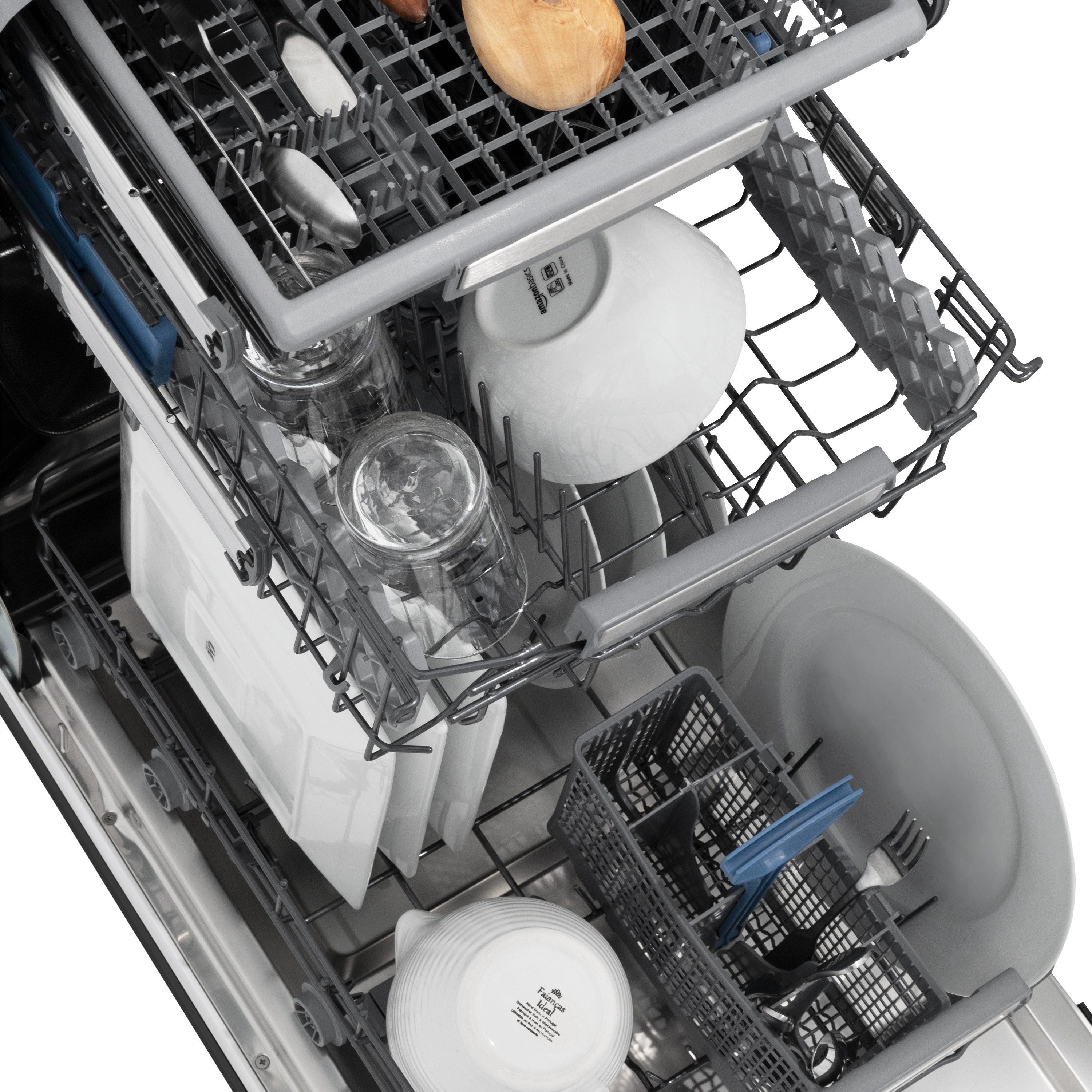 Lavavajillas empotrado de control superior ZLINE KITCHEN & BATH Tallac de 18 pulgadas con tercer rack (Tina de acero inoxidable con panel negro mate) ENERGY STAR, nivel de sonido estándar de 51 decibeles DWV-BLM-18.