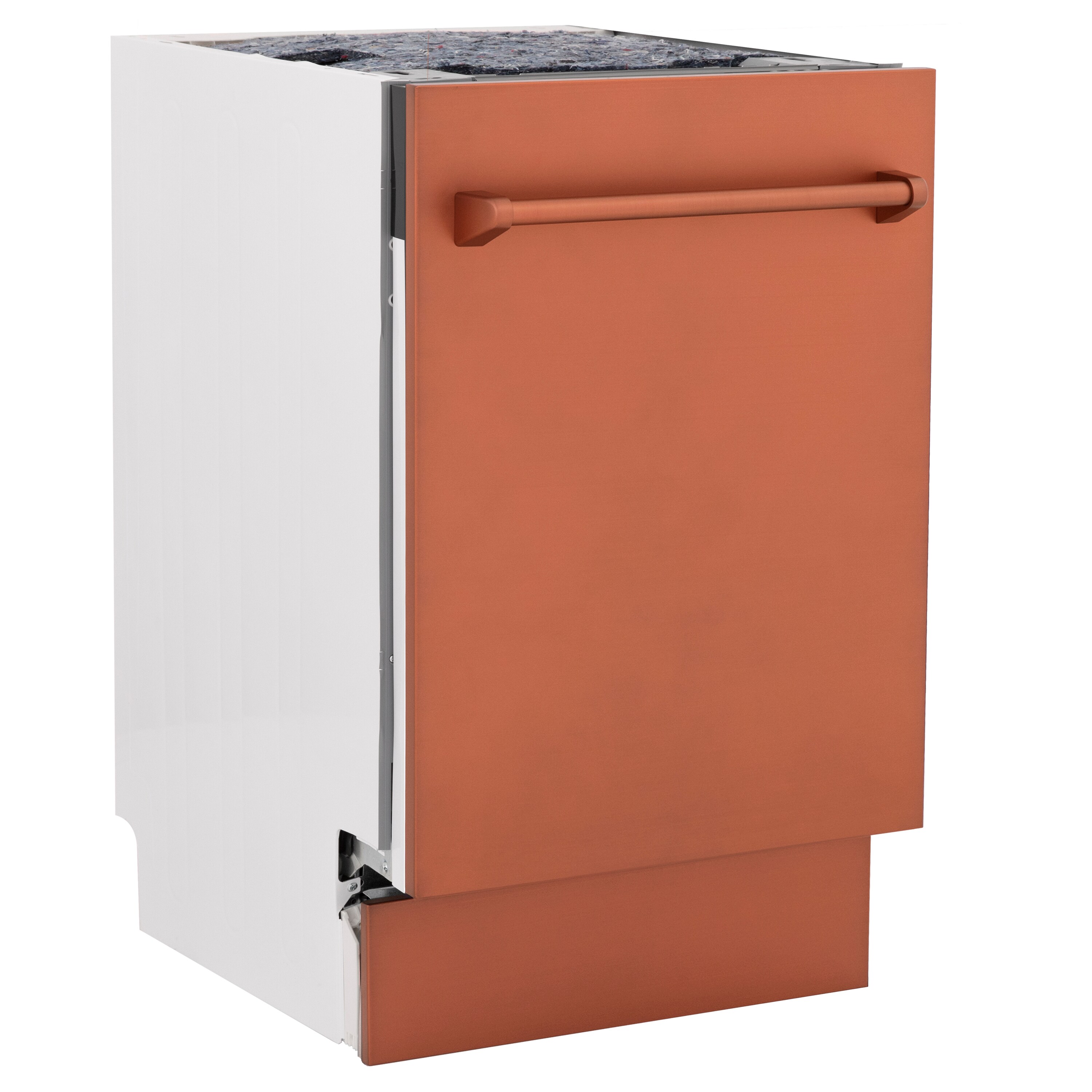Lavavajillas empotrado de control superior de 18 pulgadas con tercera parrilla (tina de acero inoxidable con panel de cobre) ENERGY STAR, nivel de sonido estándar de 51 decibelios DWV-C-18 de ZLINE KITCHEN & BATH Tallac