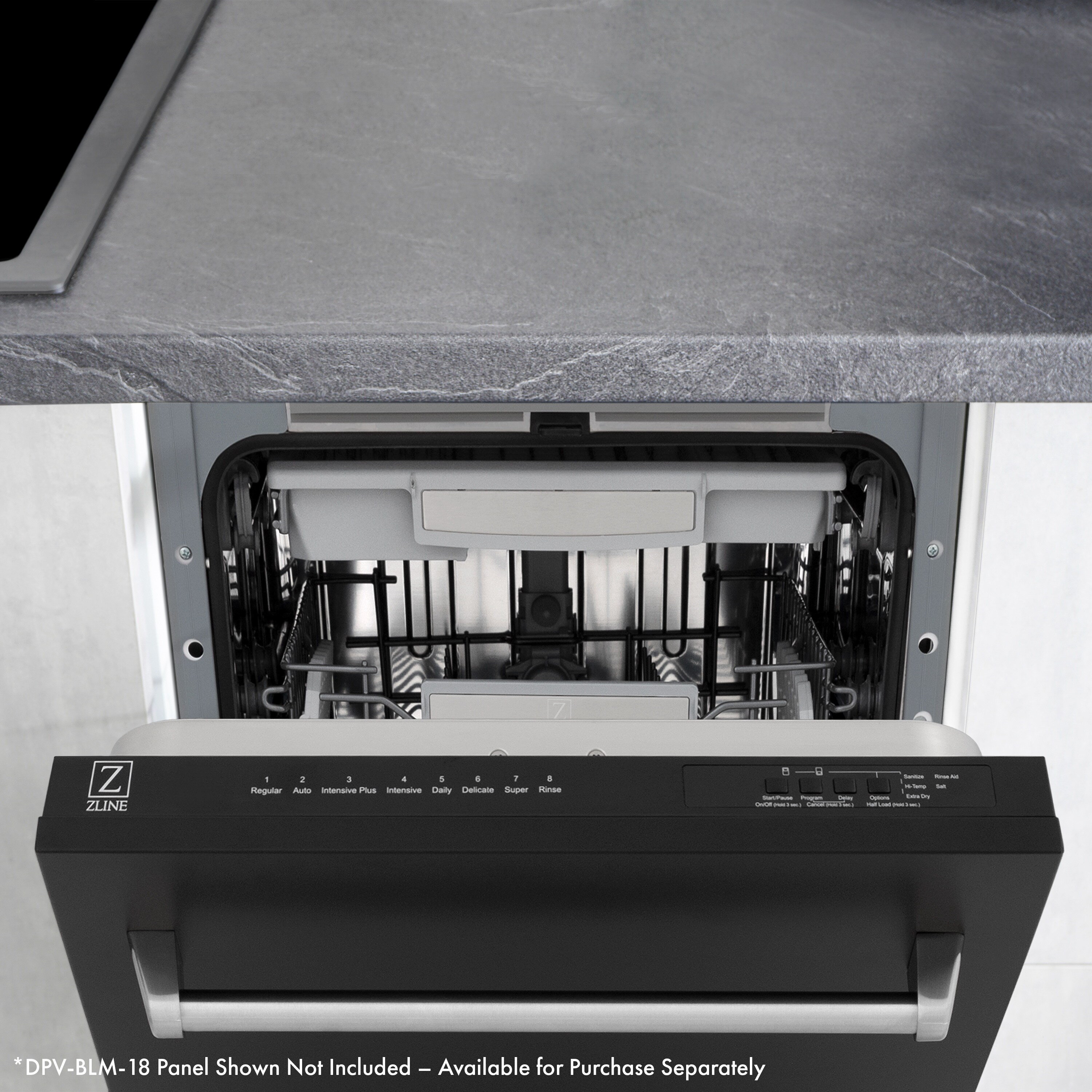 Lavavajillas Empotrado de Control Superior con Tercer Estante (Listo para Panel Personalizado con Tinas de Acero Inoxidable) ENERGY STAR, Nivel de Sonido Estándar de 51 Decibeles DWV-18 Tallac de ZLINE KITCHEN & BATH