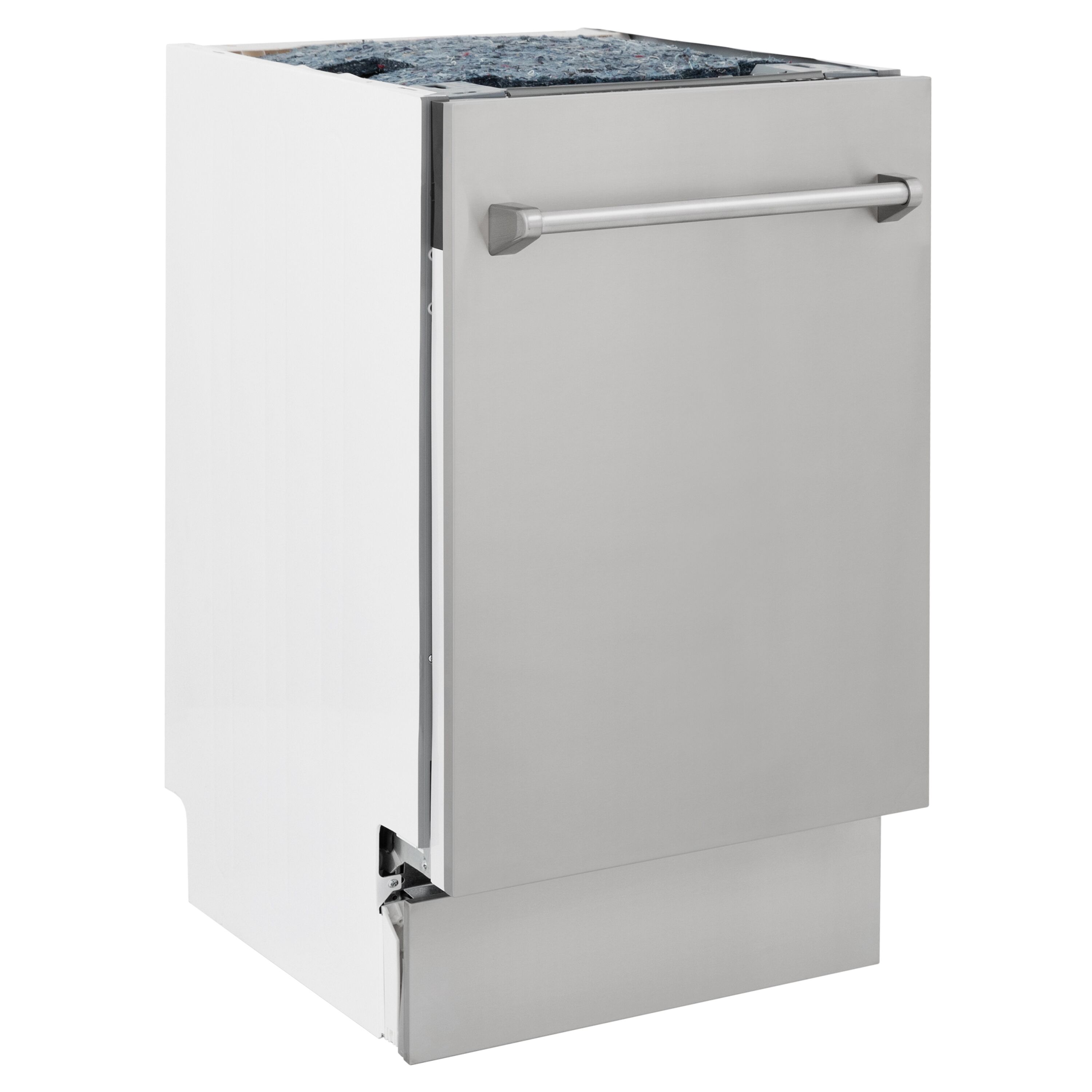 Lavavajillas empotrable de control superior de 18 pulgadas de ZLINE KITCHEN & BATH con tercer rack (tina de acero inoxidable con panel de acero inoxidable tradicional) ENERGY STAR, nivel de sonido estándar de 51 decibeles DWV-304-18