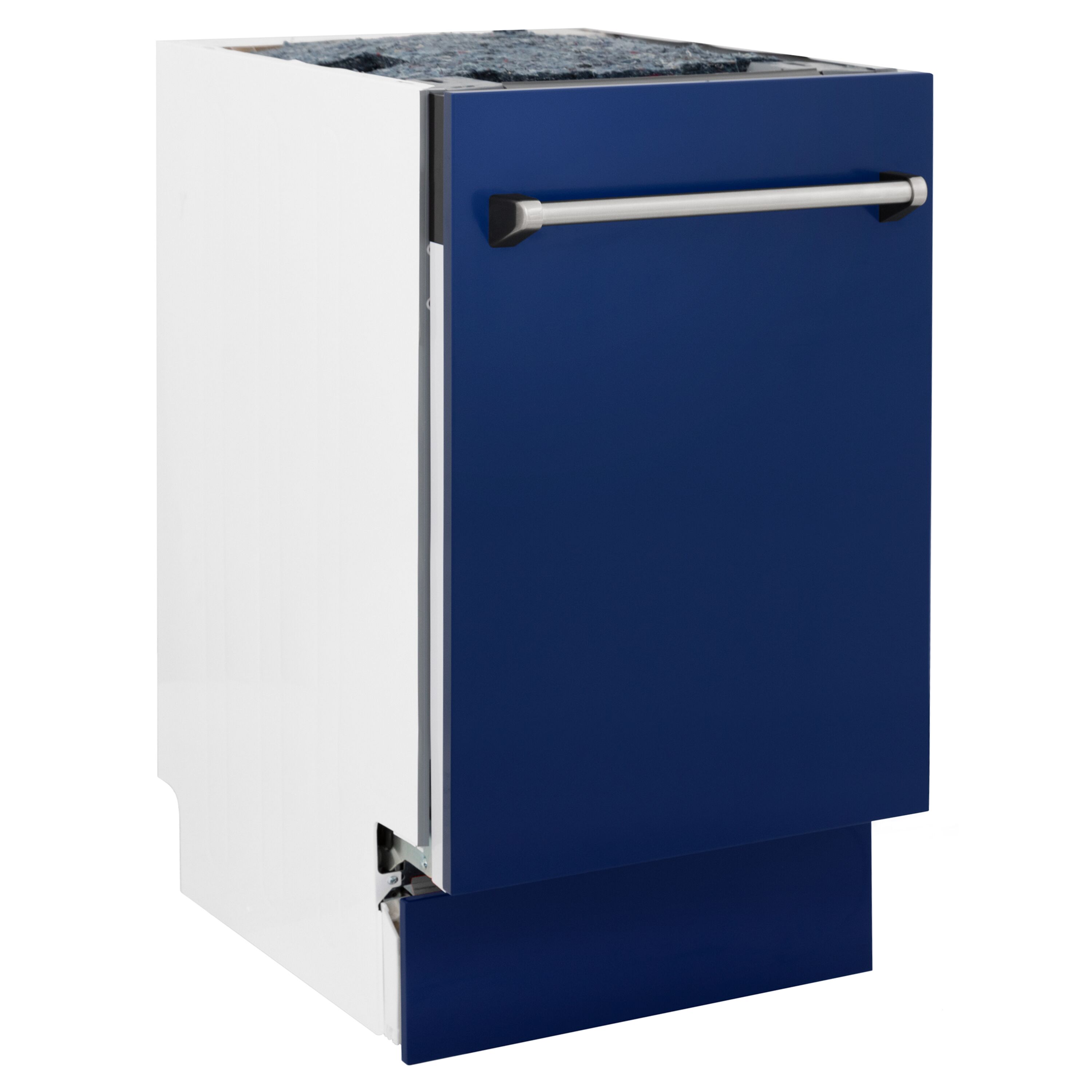 Lavavajillas Empotrado de Control Superior de 18 pulgadas con Tercer Estante (Tina de Acero Inoxidable con Panel Azul Brillante) ENERGY STAR, Nivel de Sonido Estándar de 51 Decibeles DWV-BG-18 de ZLINE KITCHEN & BATH.